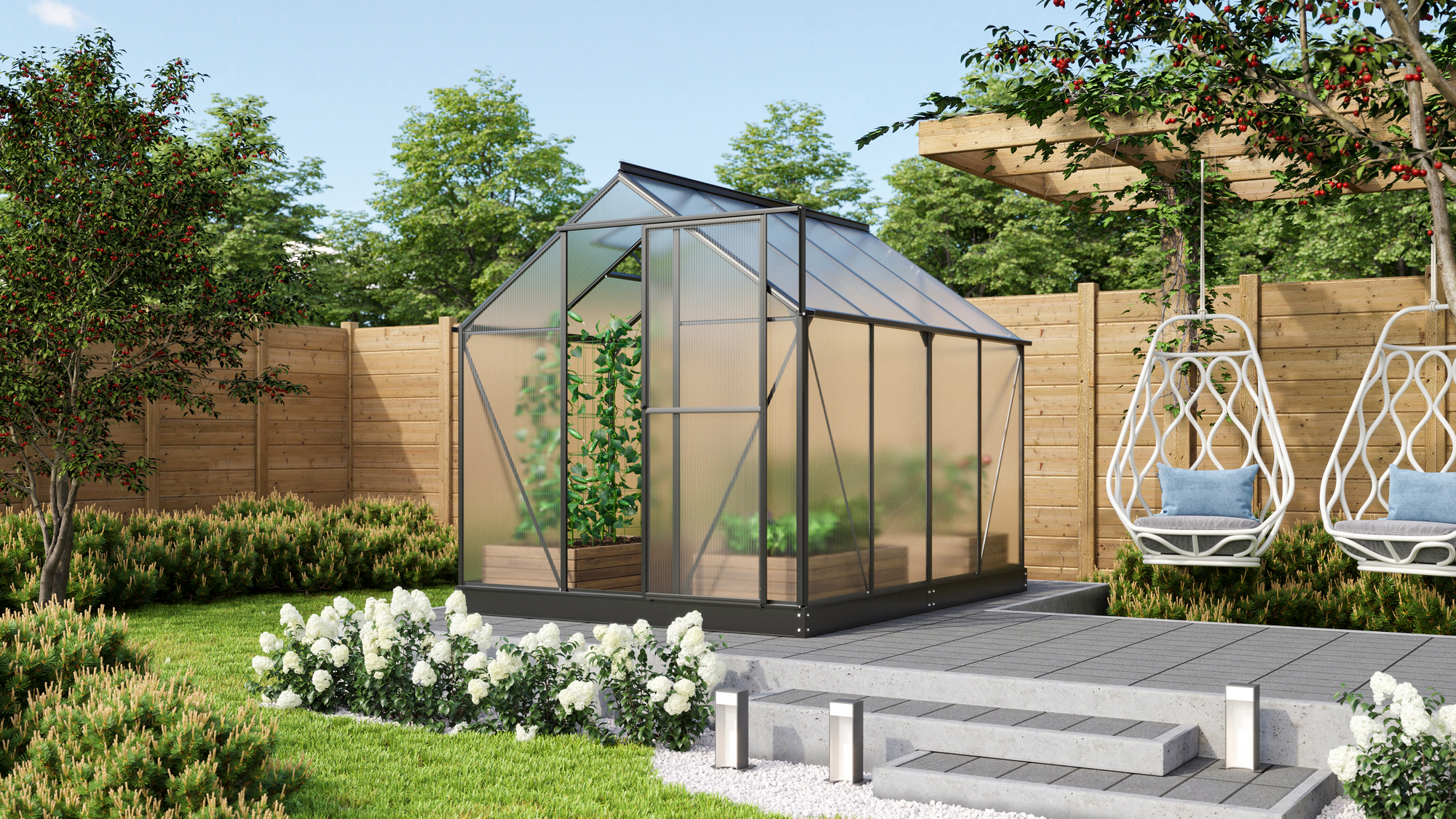 Vitavia Gewächshaus 'Triton 5000' 190,4 x 253,5 cm mit 6 mm Hohlkammerplatten schwarz