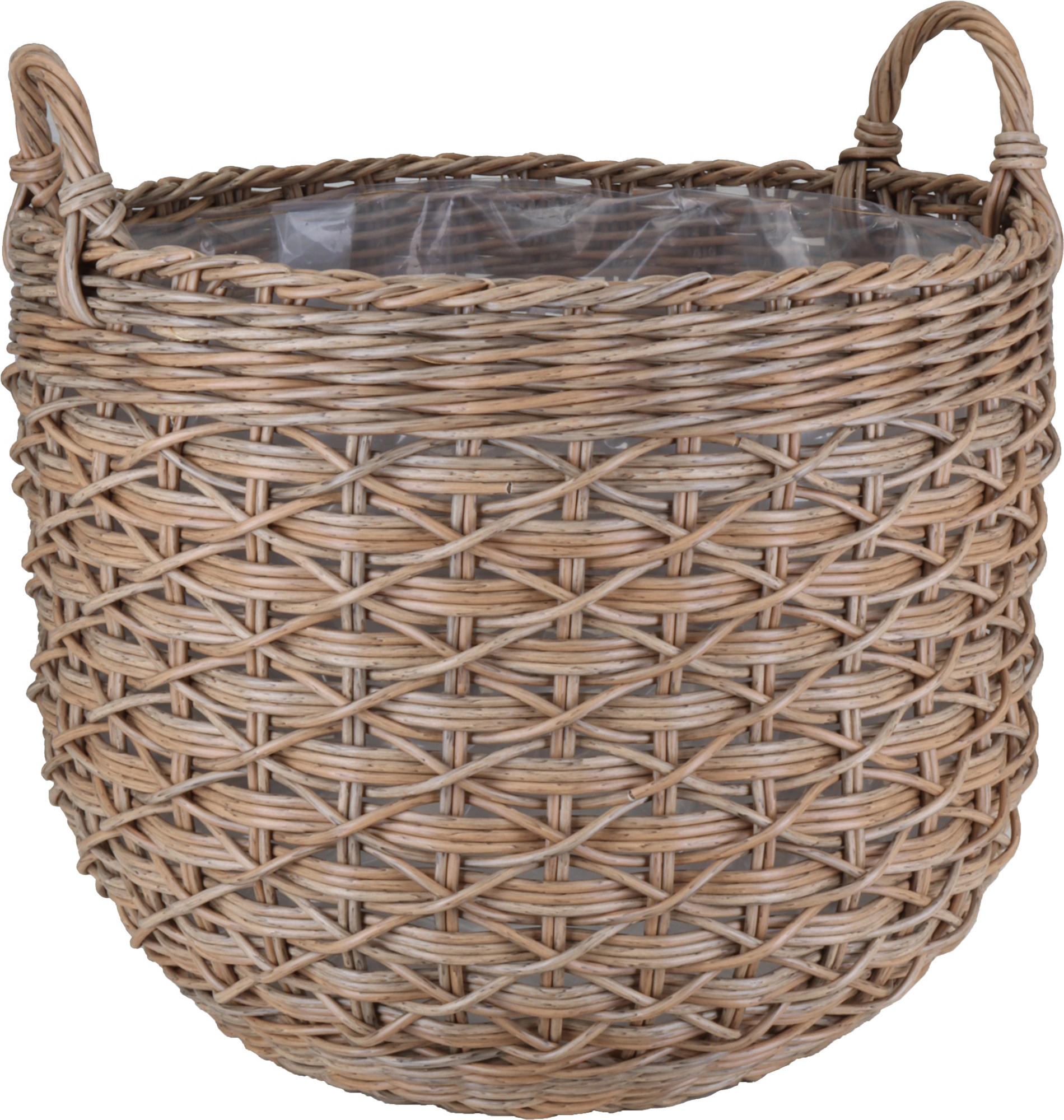 toom Pflanzkorb Polyrattan braun-mix rund mit 2 Griffen Ø 38 x 32/40 cm, mit Polybeutel