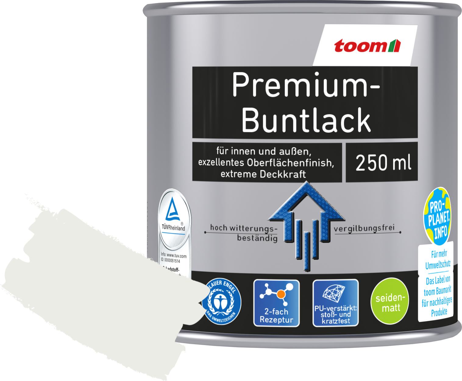 Thumbnail - toom Premium-Buntlack signalweiß seidenmatt 250 ml