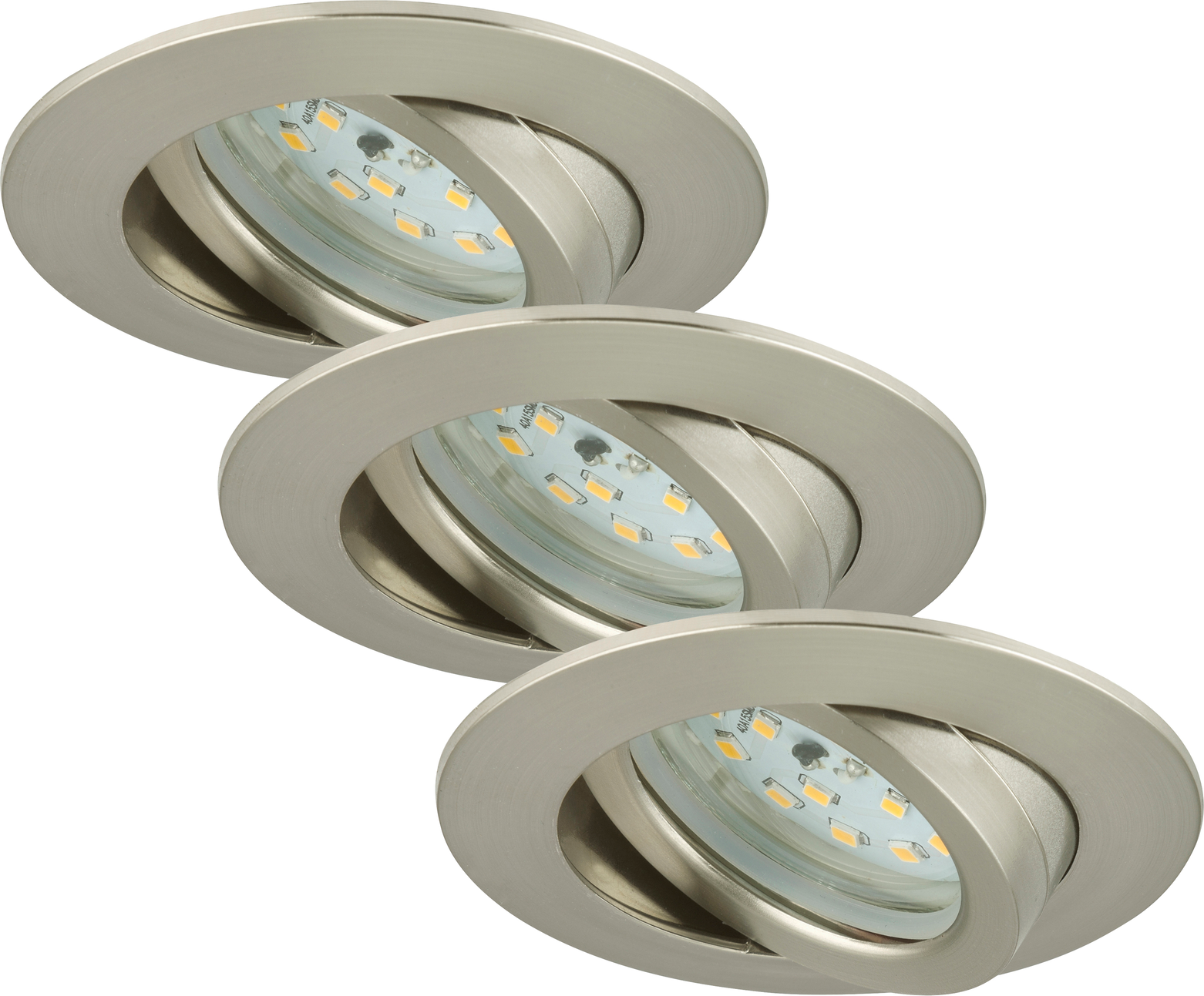Briloner LED-Einbauleuchte matt-nickel 5 W schwenkbar, 3er-Set