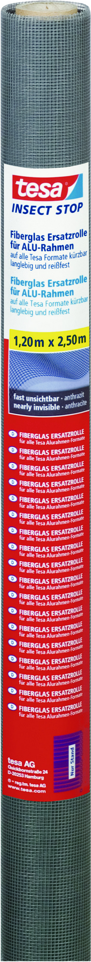 tesa Ersatzrolle für Fliegengitter 'Alu Fiberglas' anthrazit 120 x 250 cm