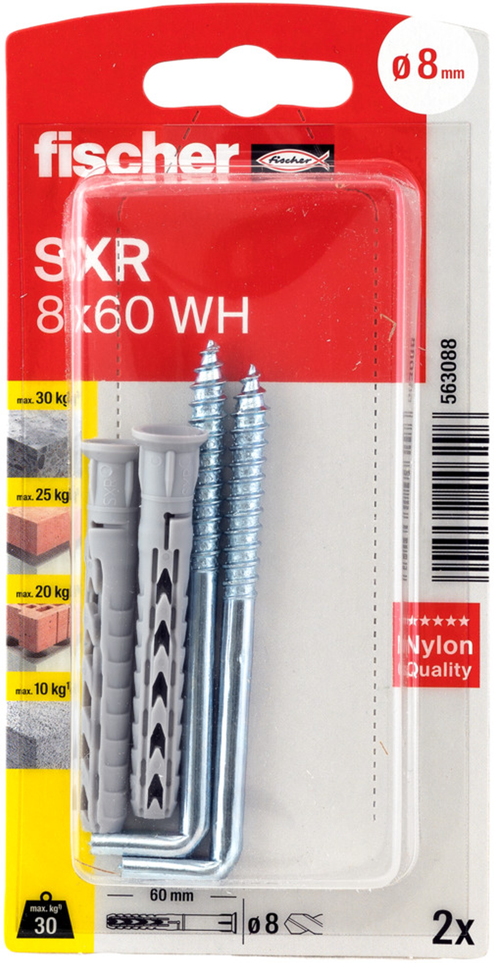 Thumbnail - Fischer Langschaftdübel mit Winkelhaken 'SXR' 8 x 60 mm 4-teilig