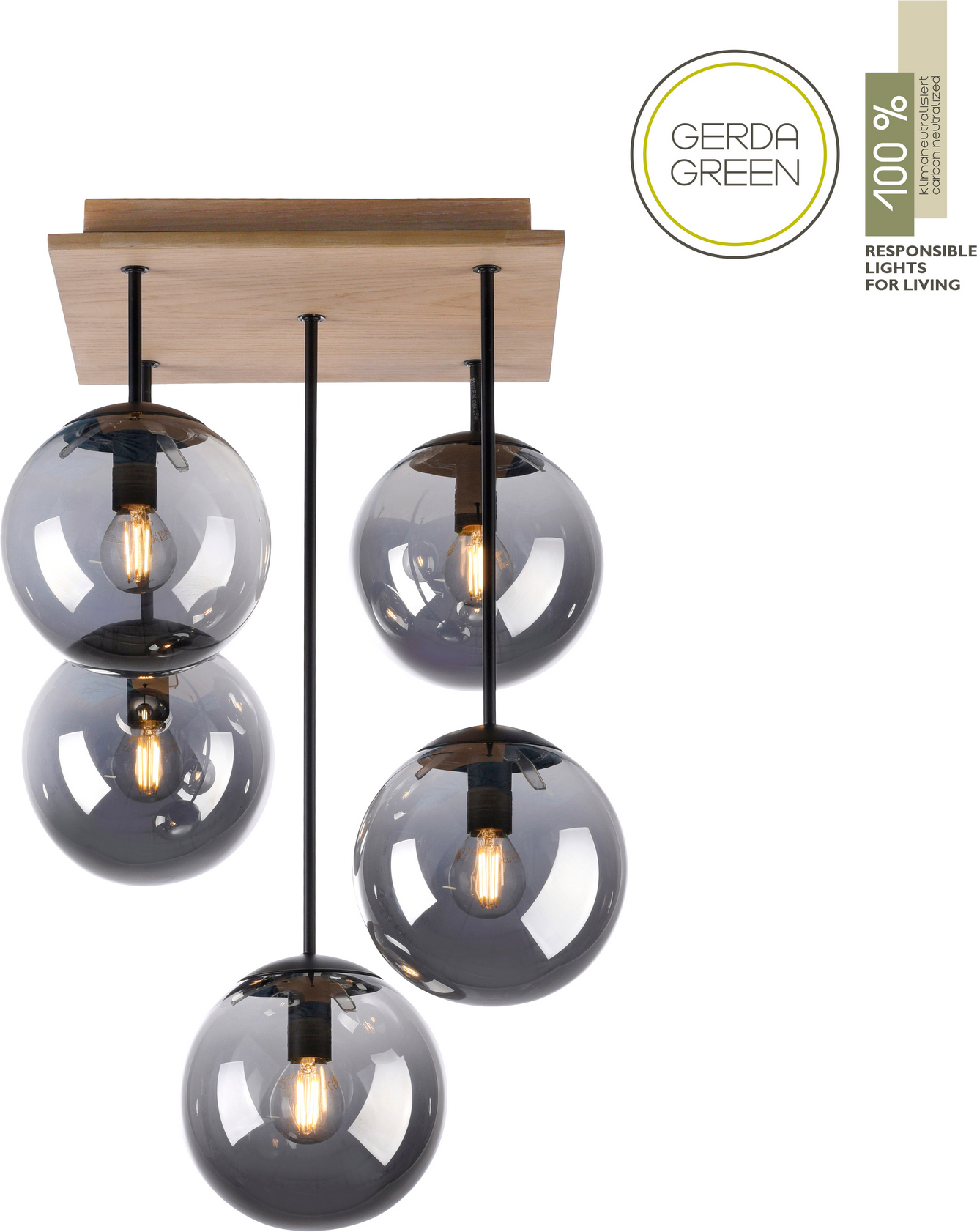 Just Light Deckenleuchte 'Green Widow' holzfarben 37 x 59,5 x 37 cm