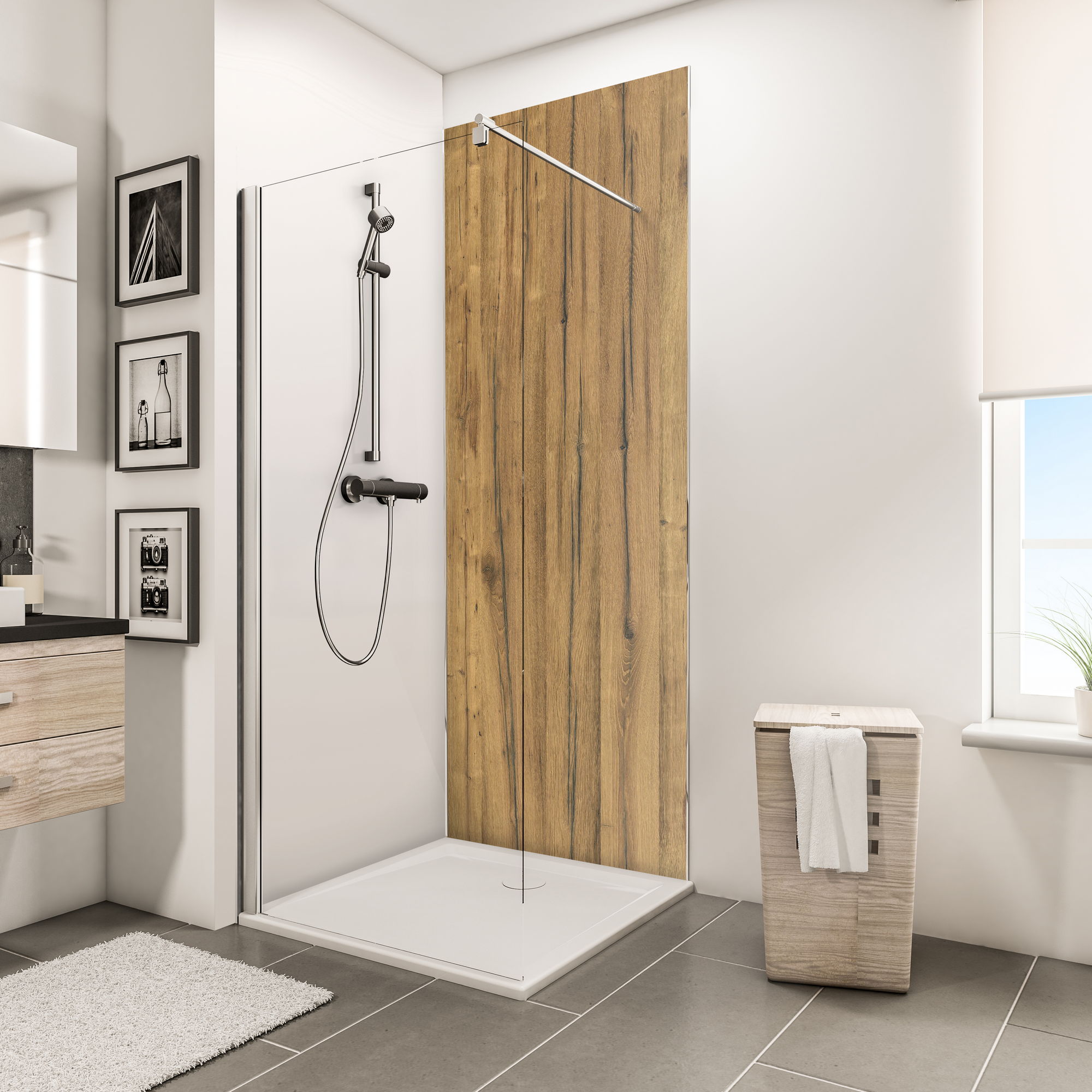 Schulte Duschrückwand 'DecoDesign' Schwarzwaldeiche-hell, 150 x 255 cm