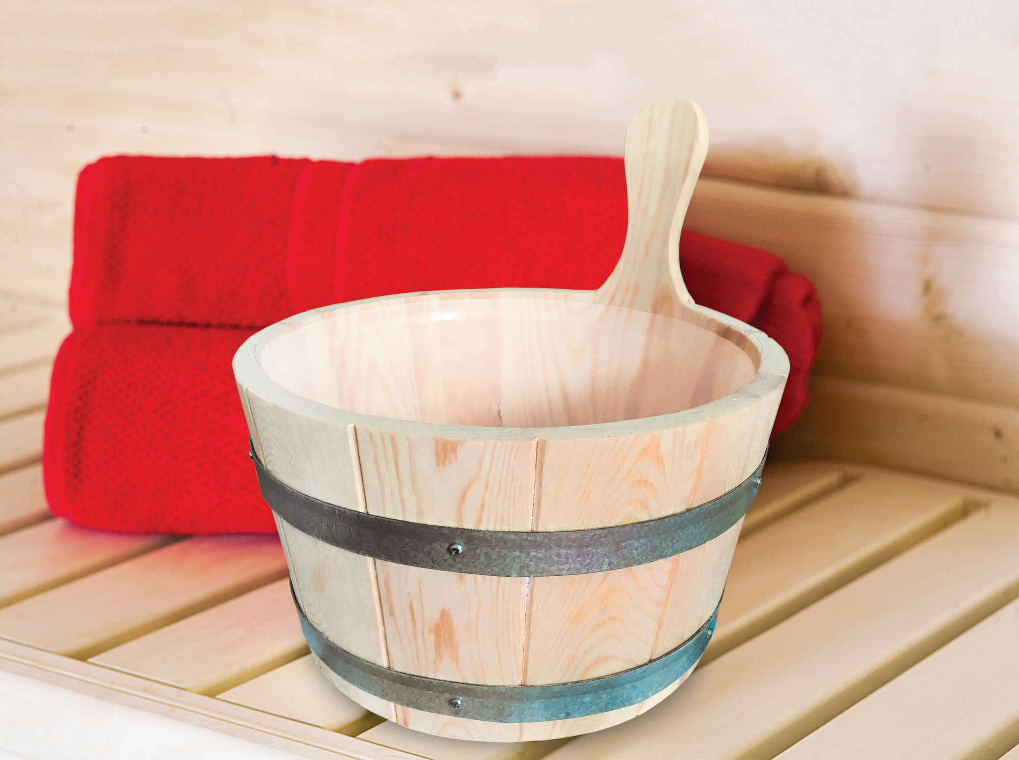 Karibu Sauna Aufgusskübel Fichte natur 4 l, mit Kunststoffeinsatz