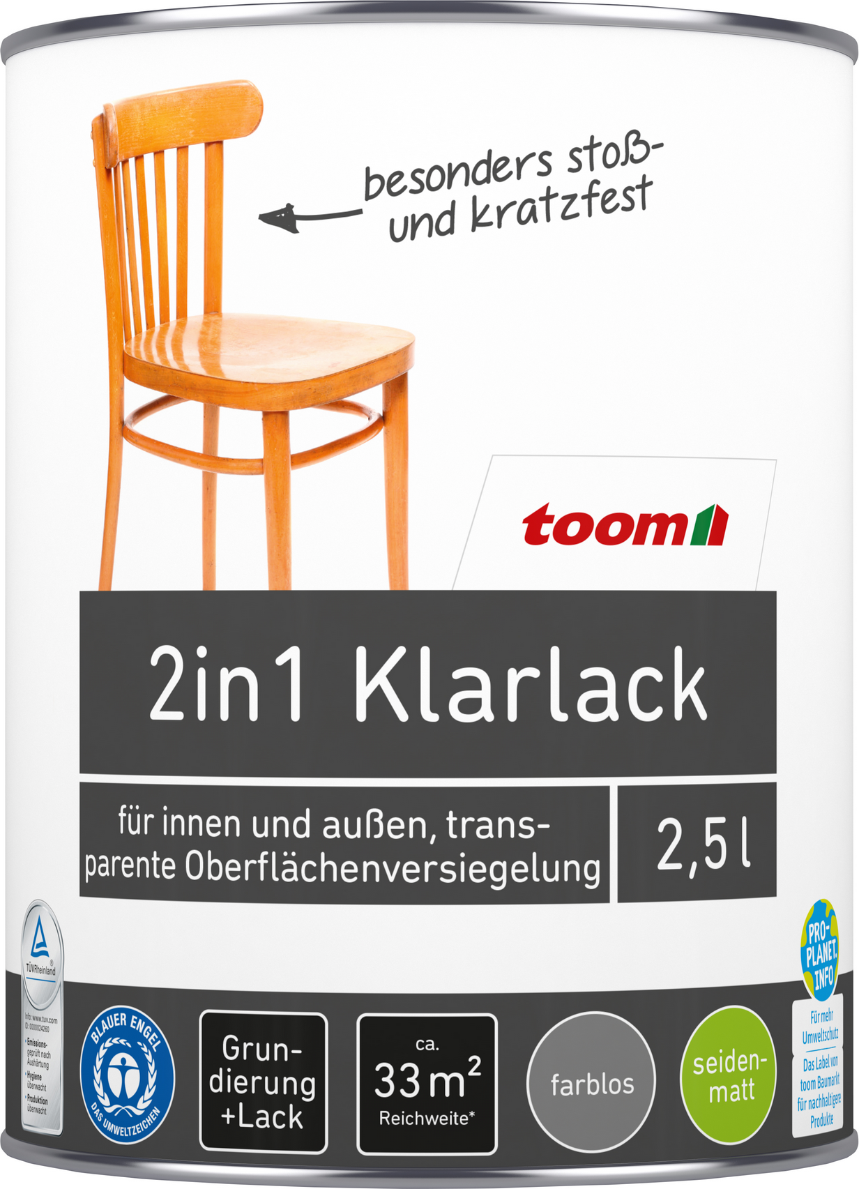 Thumbnail - toom 2in1 Klarlack transparent seidenmatt 2,5 l