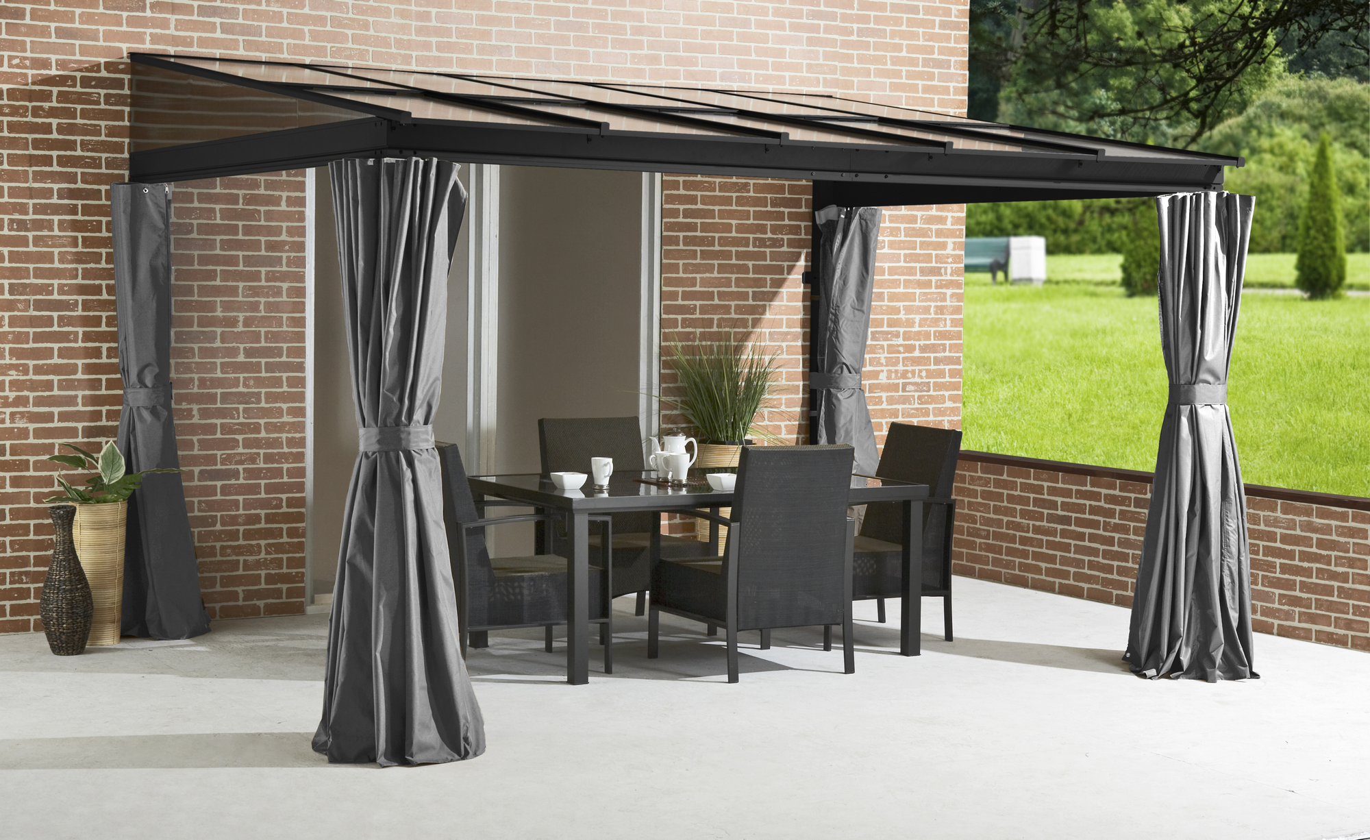 Sojag Terrassenüberdachung 'St. Barth' 10 x 12 anthrazit Aluminium 296 x 364 x 240 cm