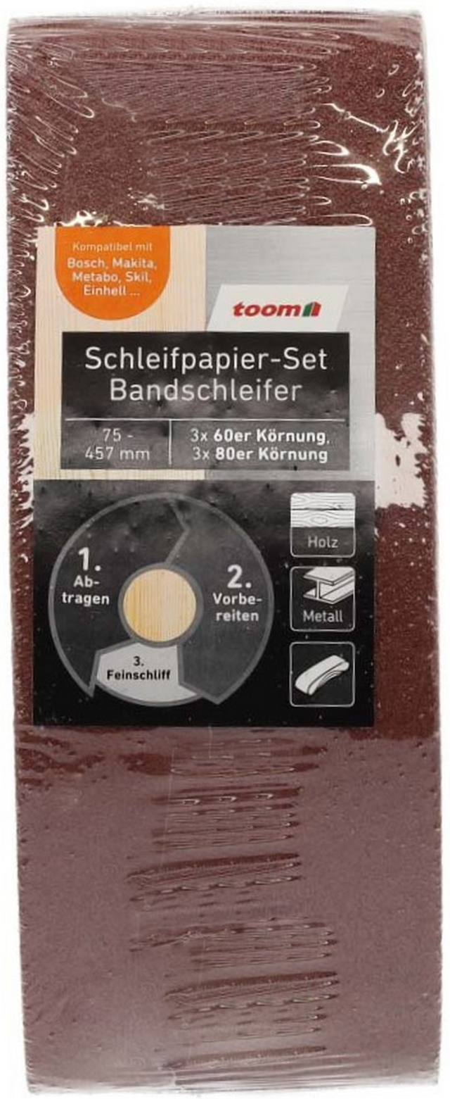 Thumbnail - toom Schleifpapier-Set 75 x 457 mm, K60/80, 6 Stück