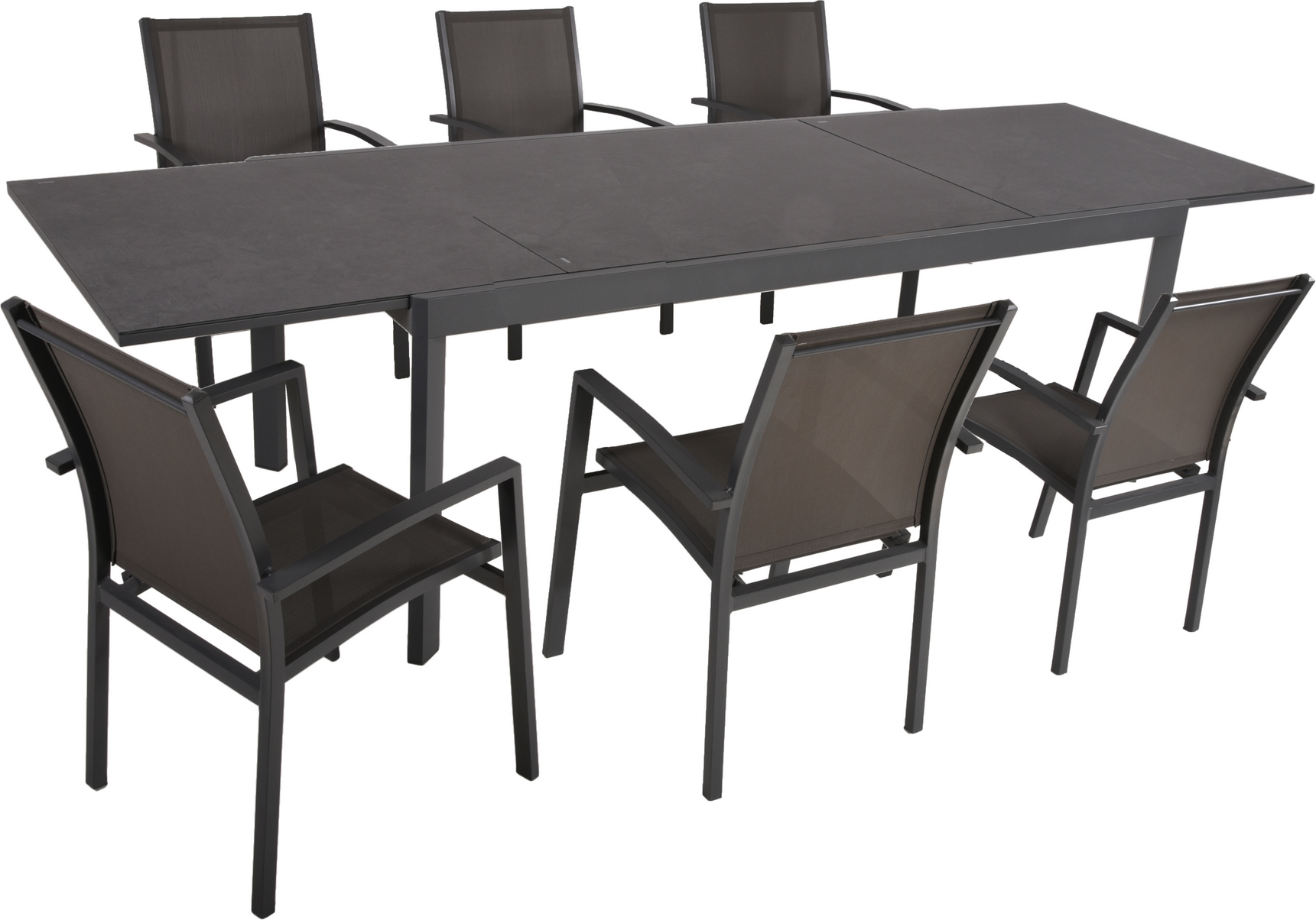 Garden Pleasure Gartenmöbel-Set 'Nerea' anthrazit 7-teilig