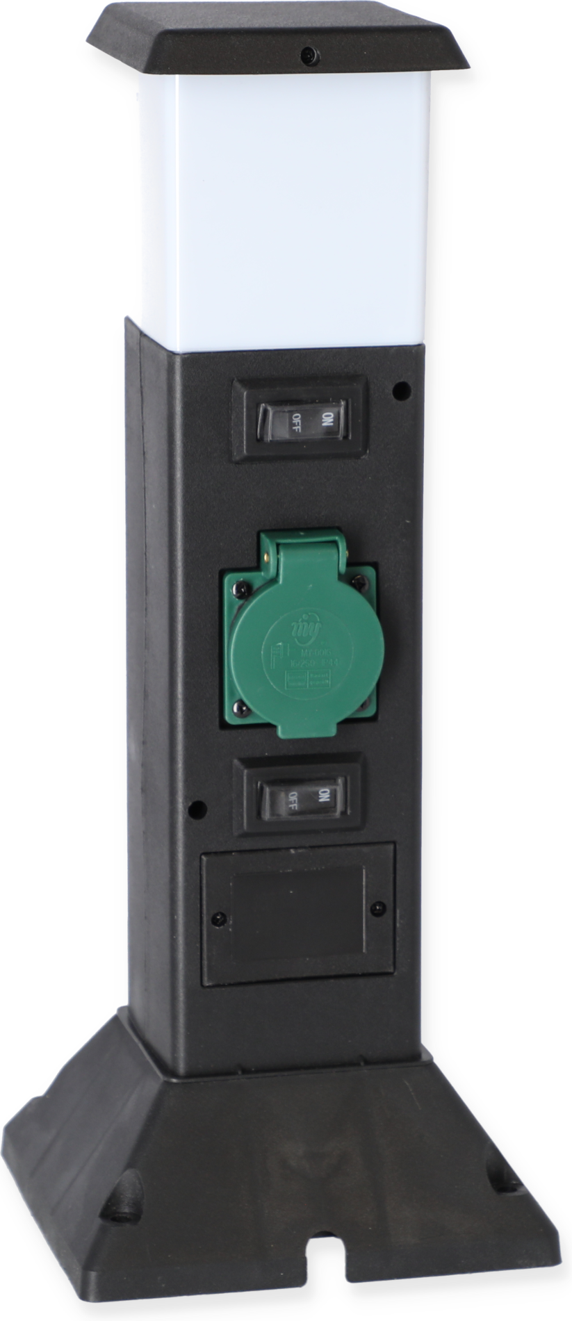 toom Steckdosensäule mit Leuchte und Erdspieß Kunststoff schwarz 2-fach