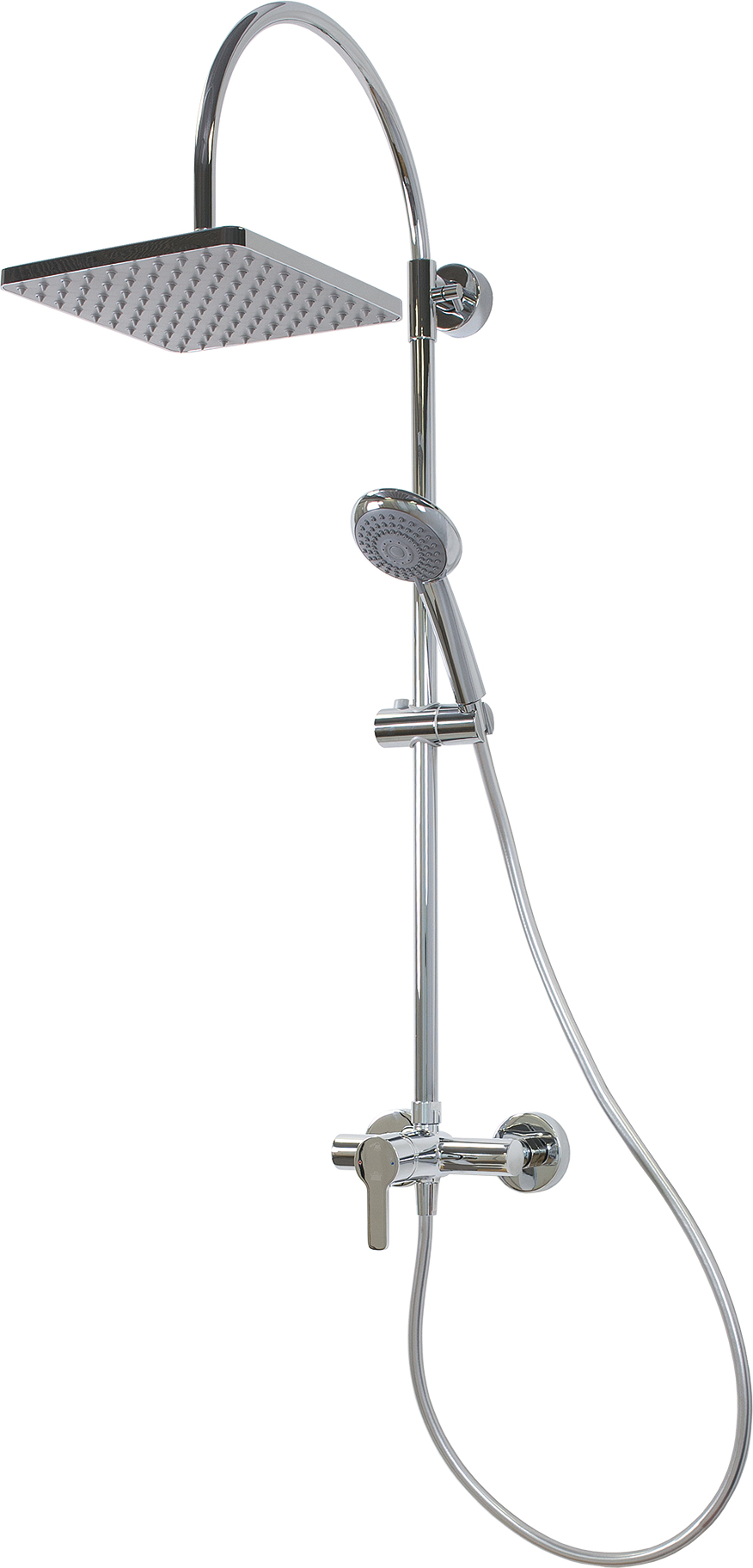 Breuer Duschsystem 'Aquamaxx 200' chromfarben mit Einhebelmischer, eckige Kopfbrause