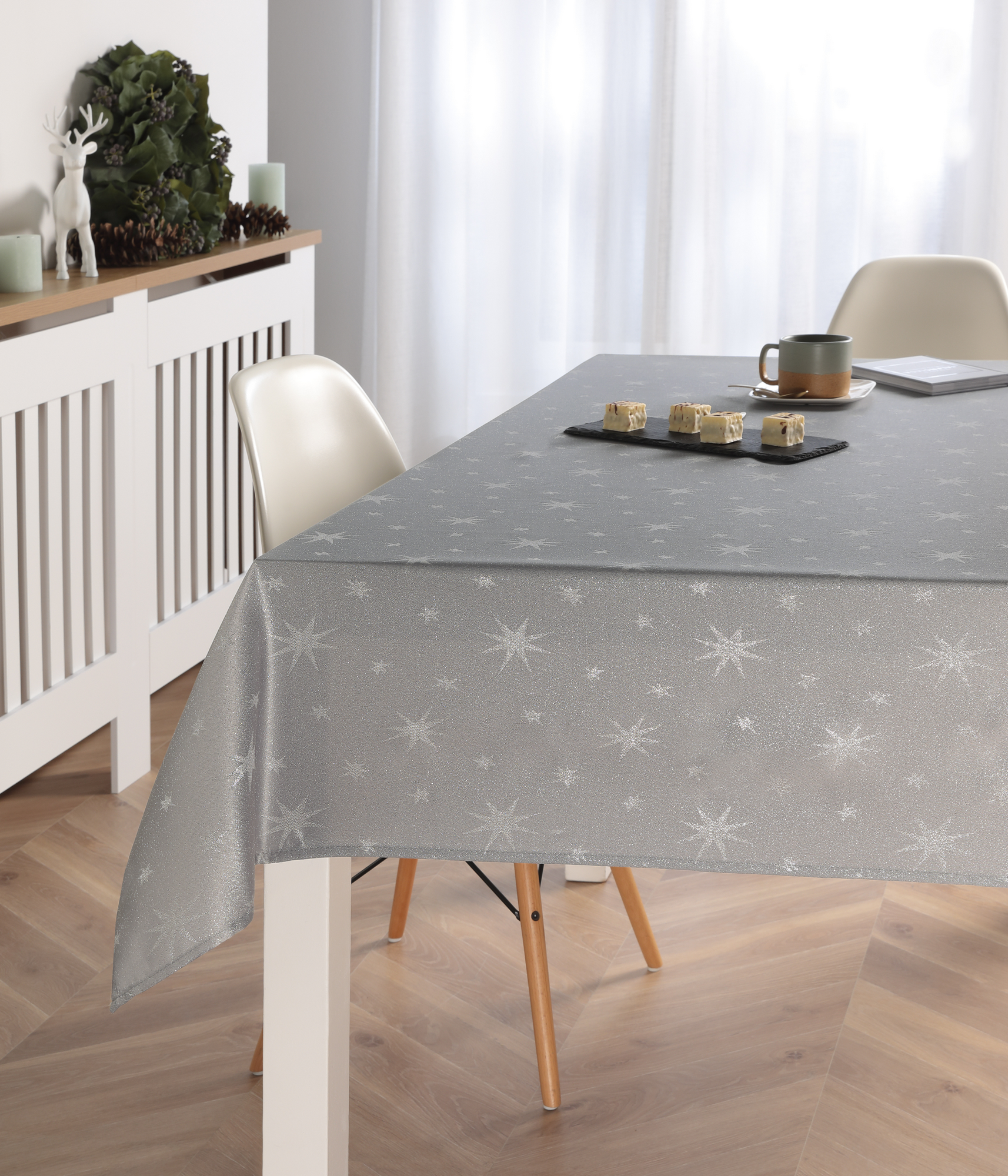 Peyer-Syntex Tischdecke 'Stellato' silbergrau/silber 160 x 130 cm