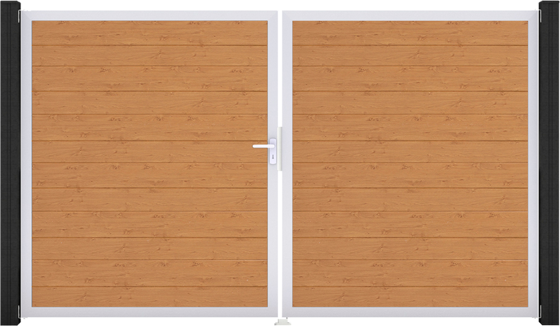 GroJa Doppeltor 'BasicLine' DIN links Eichefarben Braun/silber 300 x 180 cm