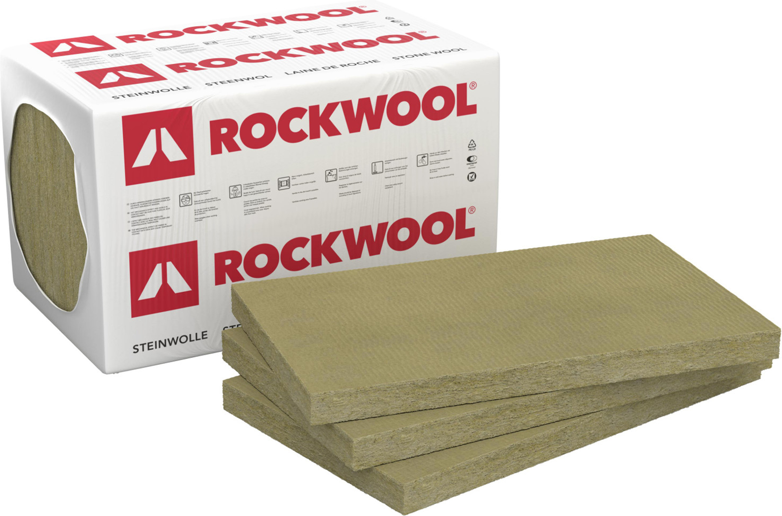 Rockwool Dämmplatte 'Sonorock Trennwandplatte WLG 040' 100 x 62,5 x 8 cm, 6 Stück