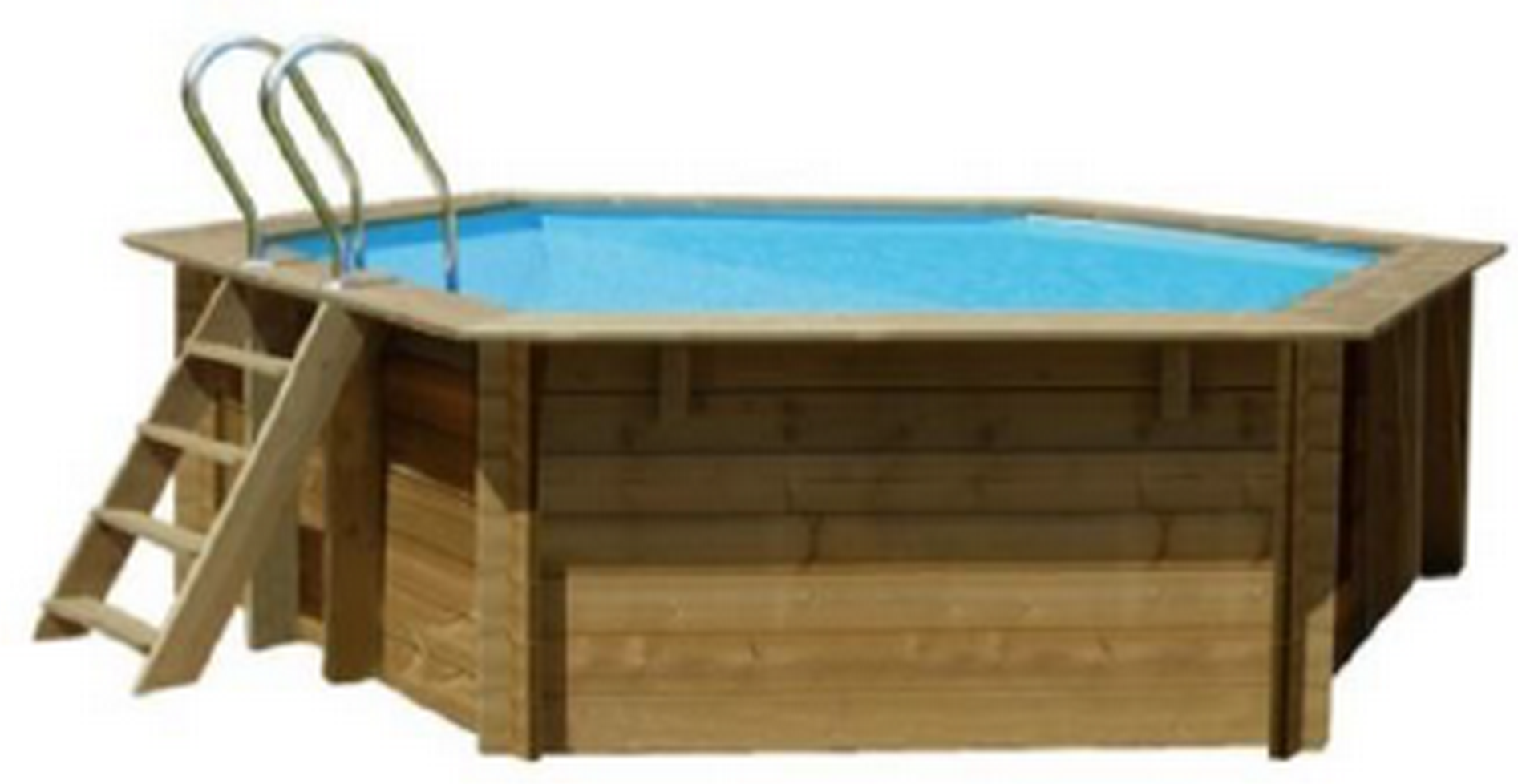 GRE Massivholzpool-Set 'Vasto' Ø 428 x 136 cm mit Edelstahlleiter, Holzleiter und Sandfilter