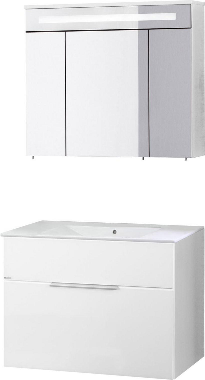 Fackelmann Badmöbelset 'KARA' Spiegelschrank und Waschbecken mit Unterschrank weiß/weiß