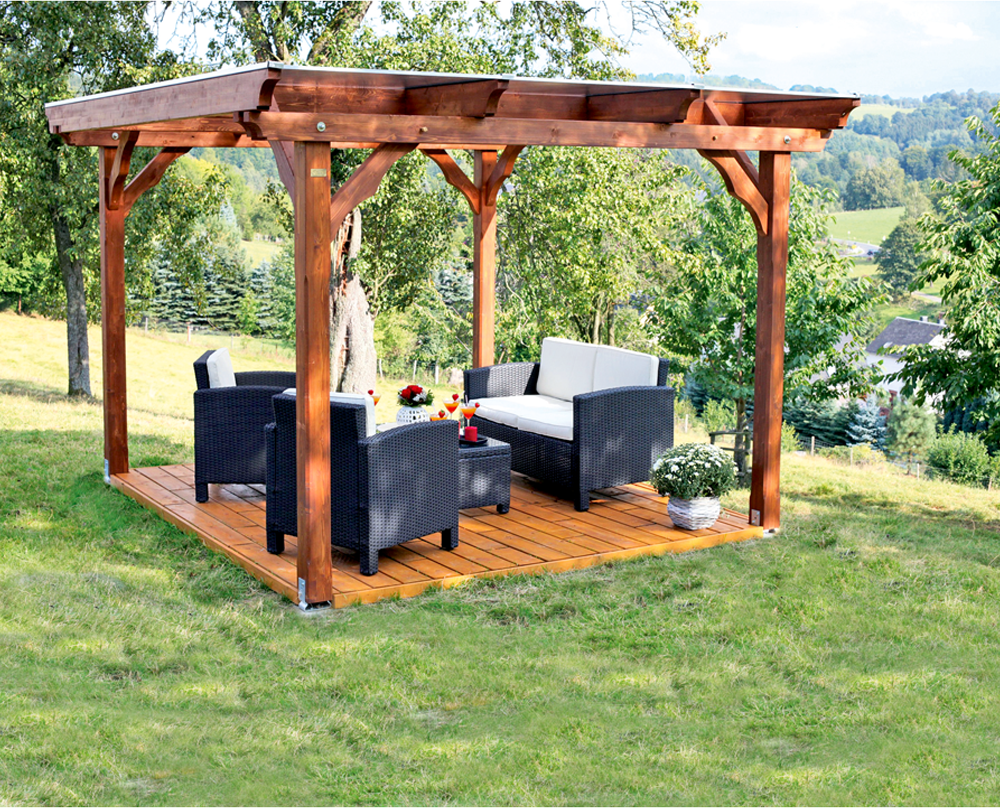 Pavillon 'Marseille' holzfarben 350 x 327 cm