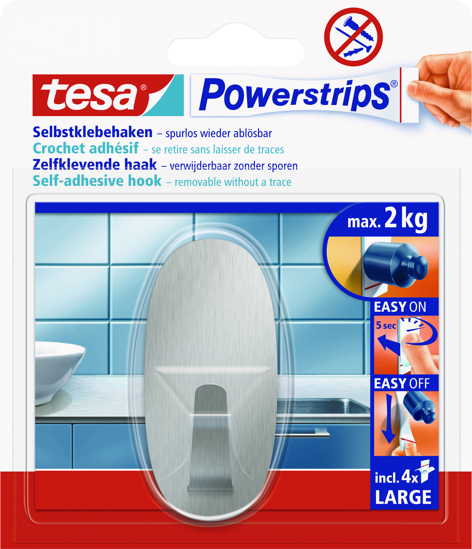Thumbnail - tesa Haken 'Powerstrips Large' Metall oval selbstklebend