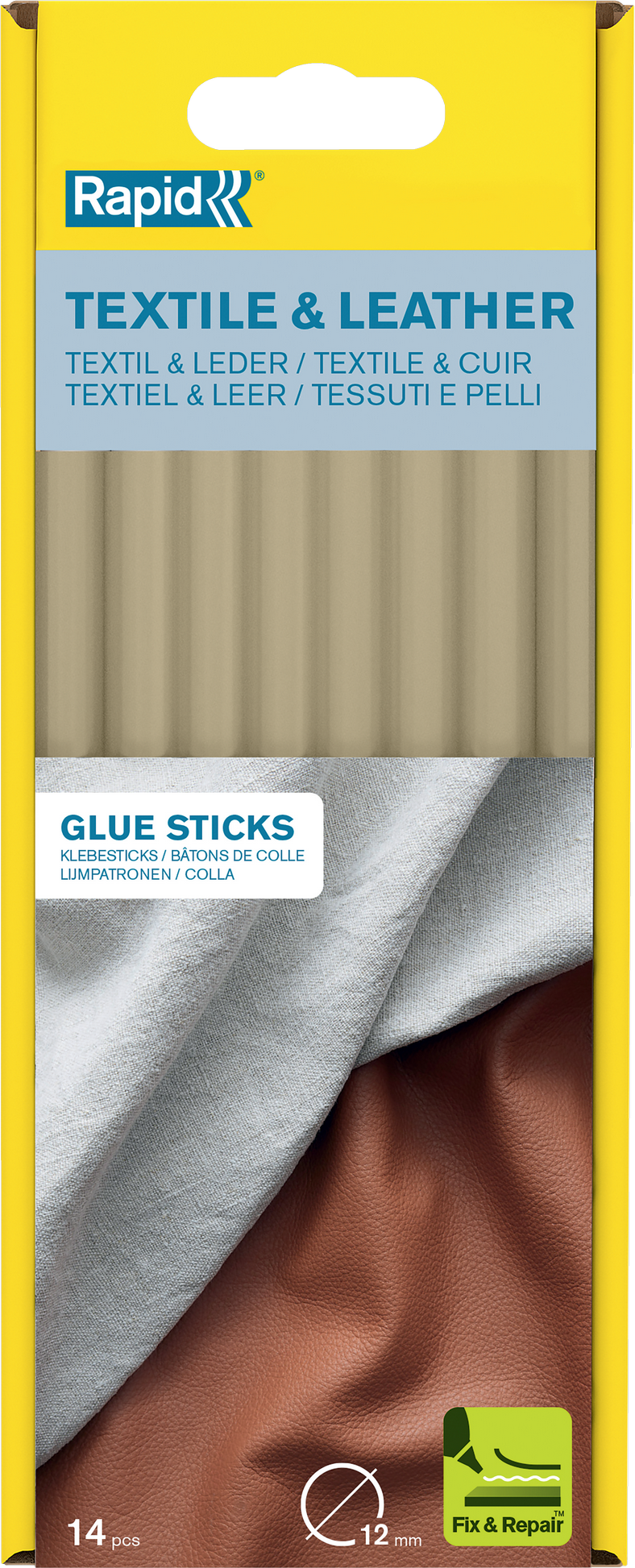 Rapid Klebestick für Textil und Leder gelb Ø 12 x 190 mm 14 Stück