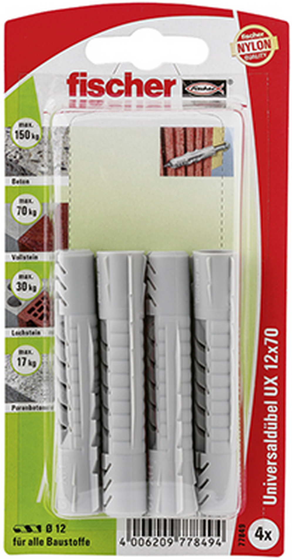 Fischer fischer Universaldübel UX 12 x 70 4 Stück