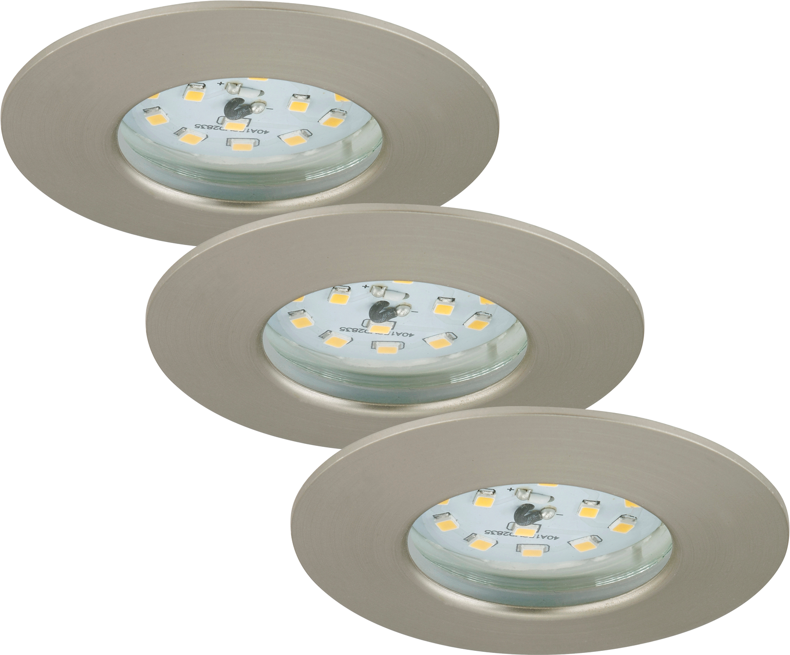 Briloner LED-Einbauleuchte matt-nickel 5 W, 3er-Set