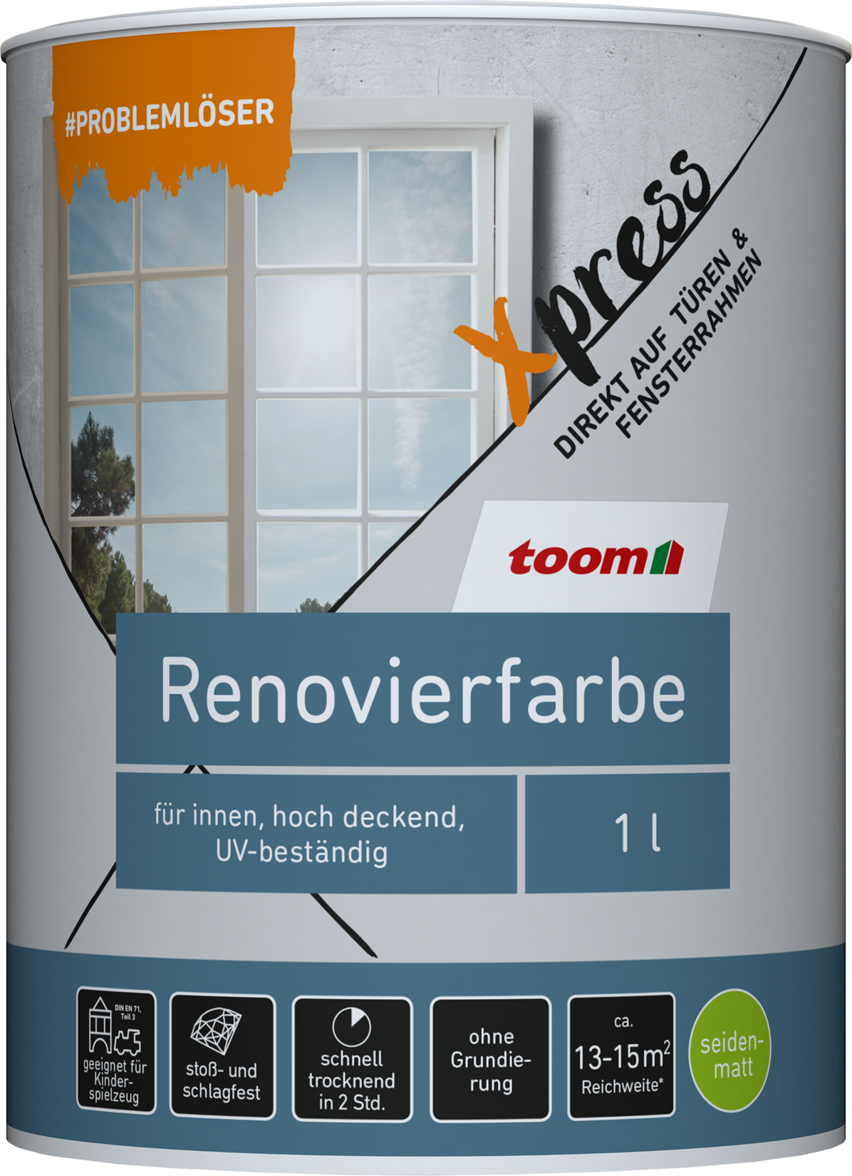 toom Renovierfarbefür Fenster und Türen anthrazitfarbengrau seidenmatt 1 l