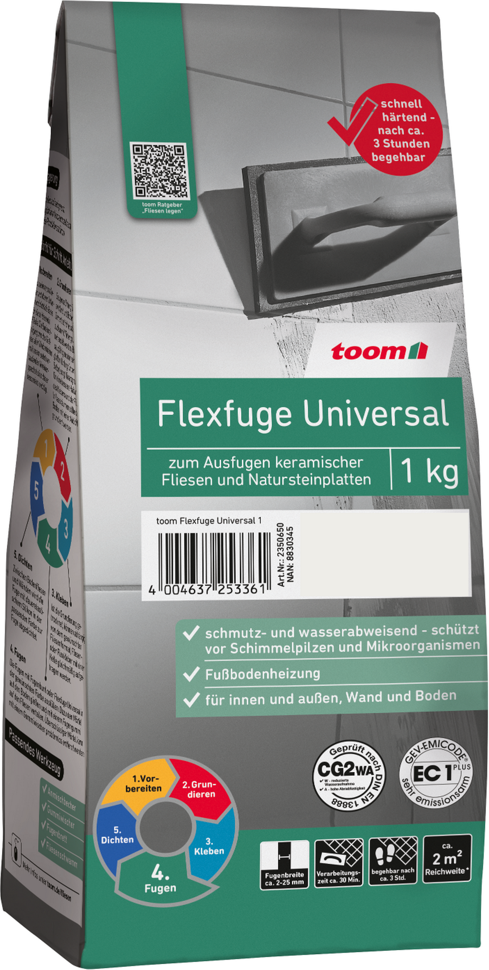 toom Flexfuge 'Universal' mittelgrau 1 kg