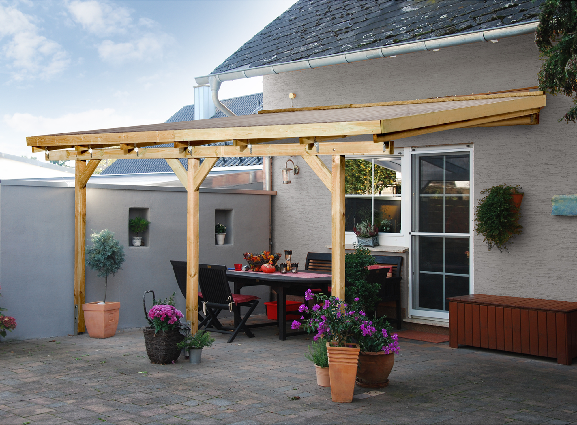 Weka Terrassenüberdachung 'Salsa' 424 x 306 cm braun