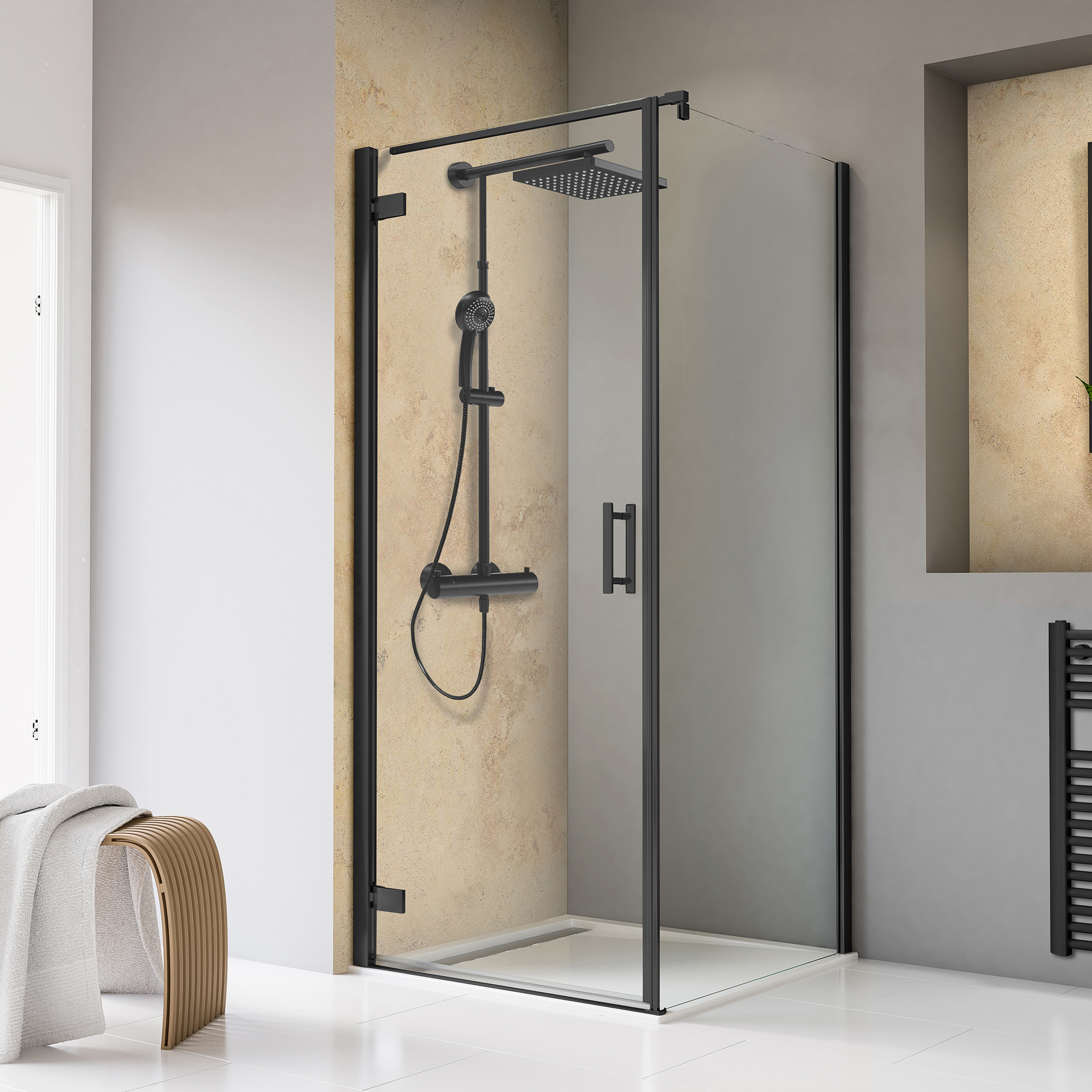 Schulte Drehtür mit Seitenwand 'TouraPlus' pendelbar Anschlag links 80 x 80 x 200 cm