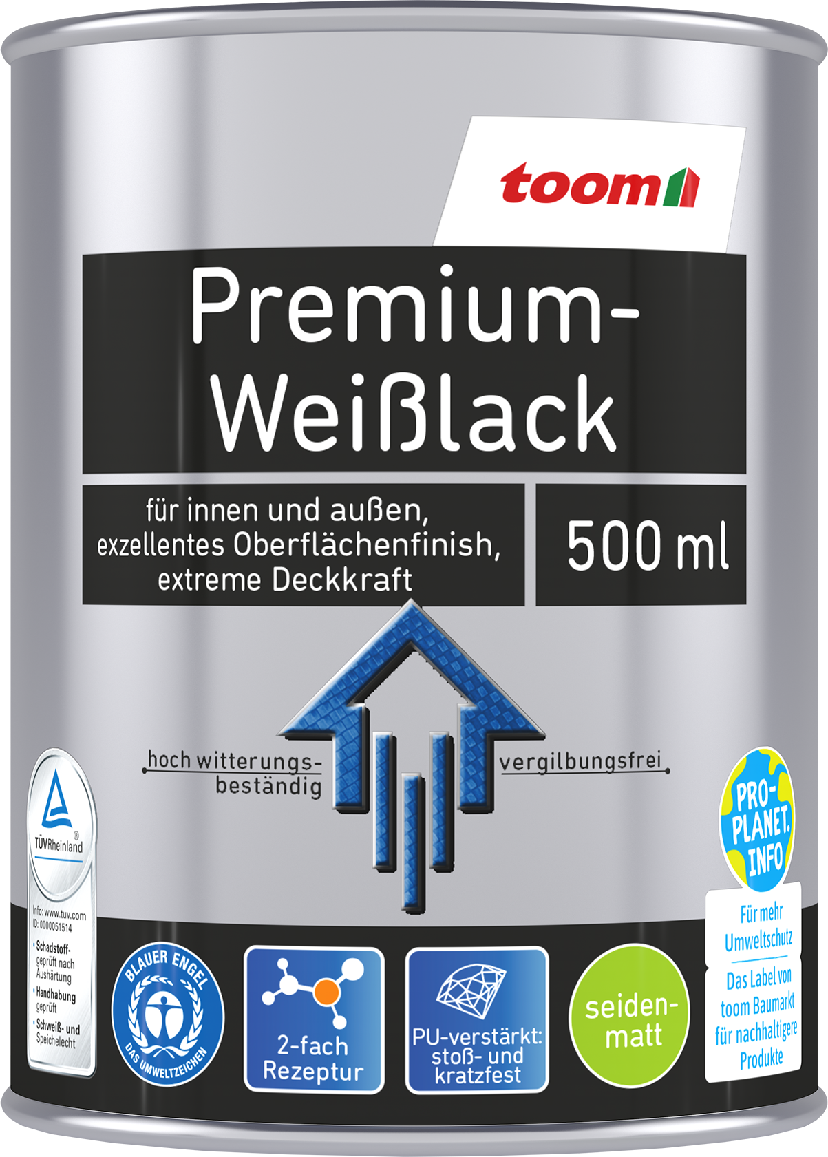 Thumbnail - toom Premium-Weißlack seidenmatt 500 ml