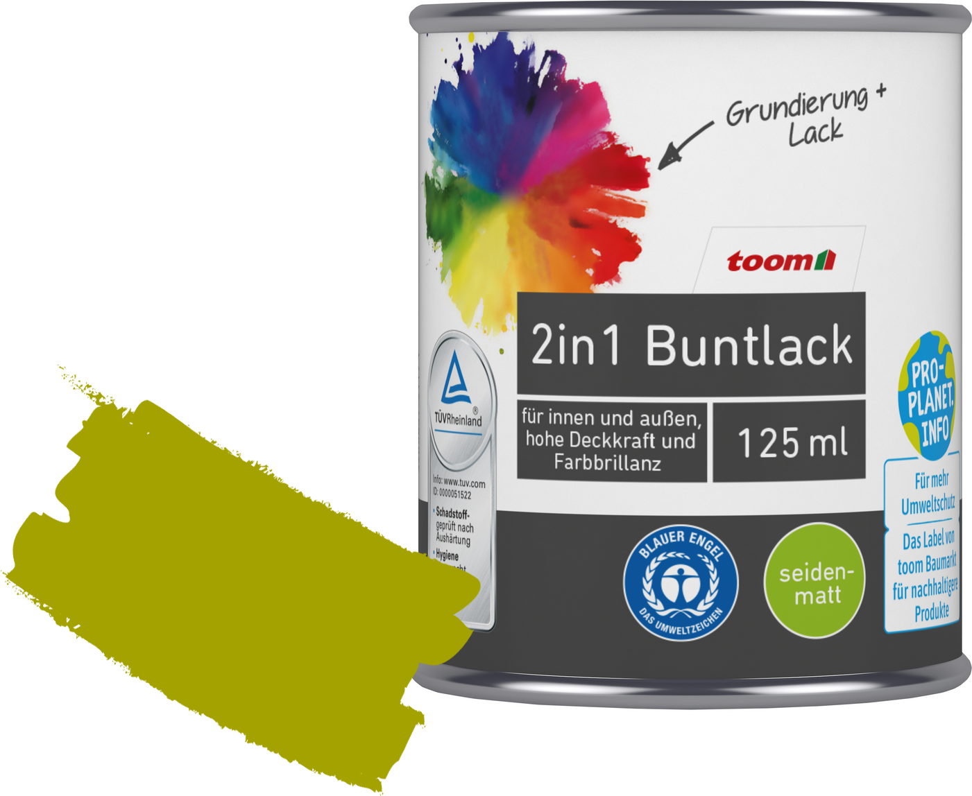 Thumbnail - toom 2in1 Buntlack 'Frühlingswiese' limettengrün seidenmatt 125 ml