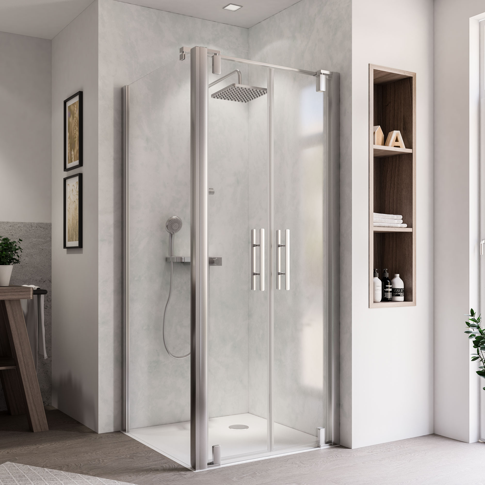 Breuer Pendeltür 'Europa Design' für Seitenwand, alu chromeffekt, Klarglas, 90 cm