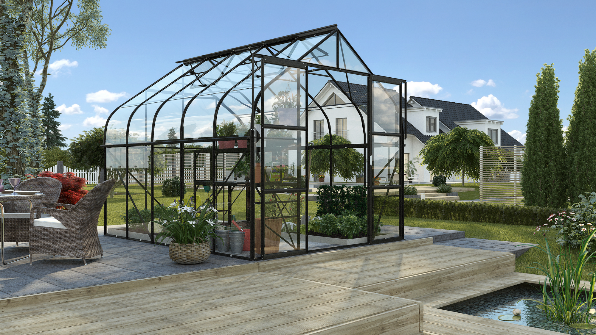 Vitavia Gewächshaus 'Diana 8300' 254,4 x 316,6 cm mit 3 mm Sicherheitsglas schwarz
