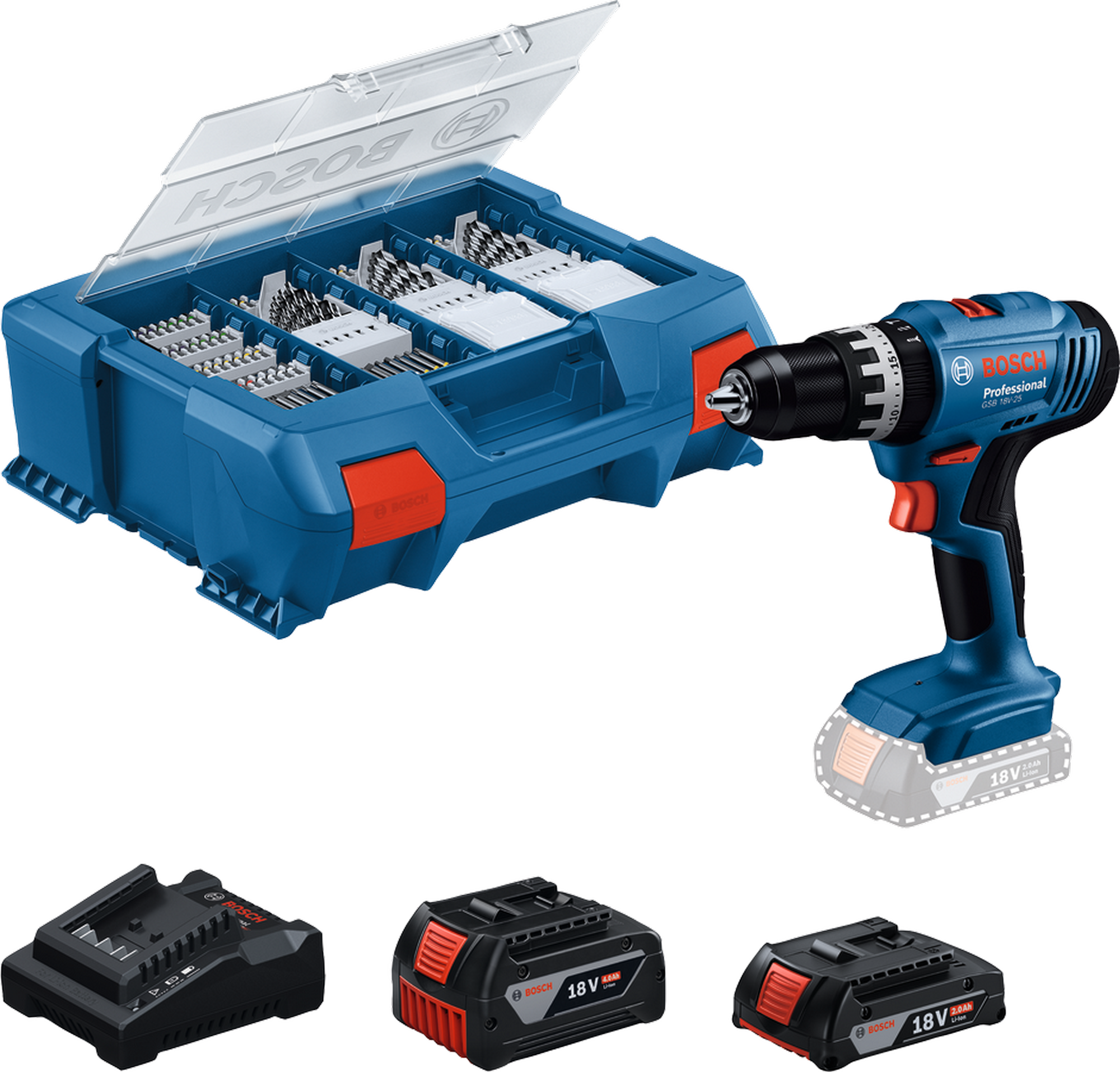 Bosch Akku-Schlagbohrschrauber 'GSB 18V-25 Professional' 18 V mit 2 x 18 V Akkus und Ladegerät