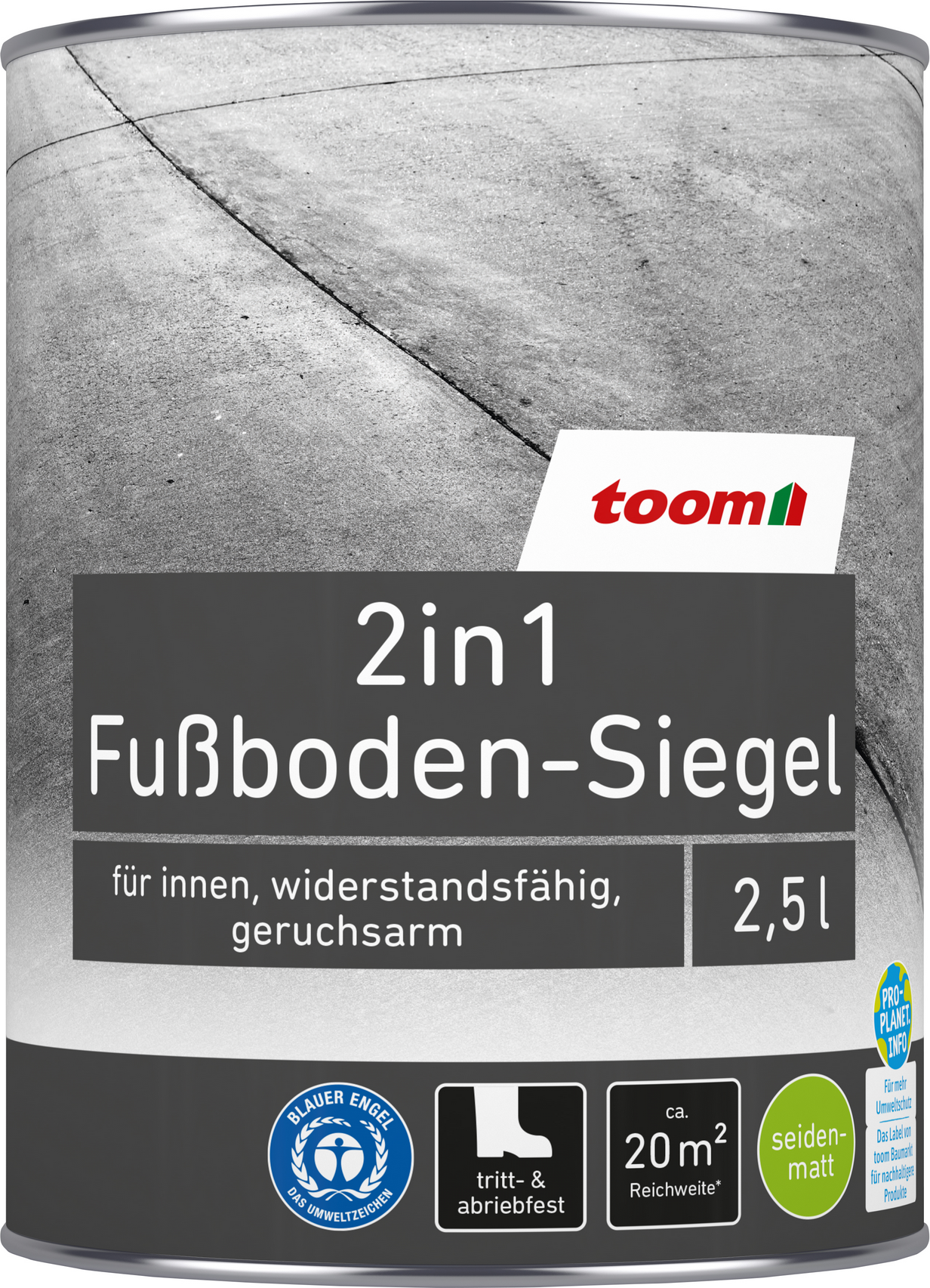 toom 2in1 Fußbodenlack silbergrau 2,5 l