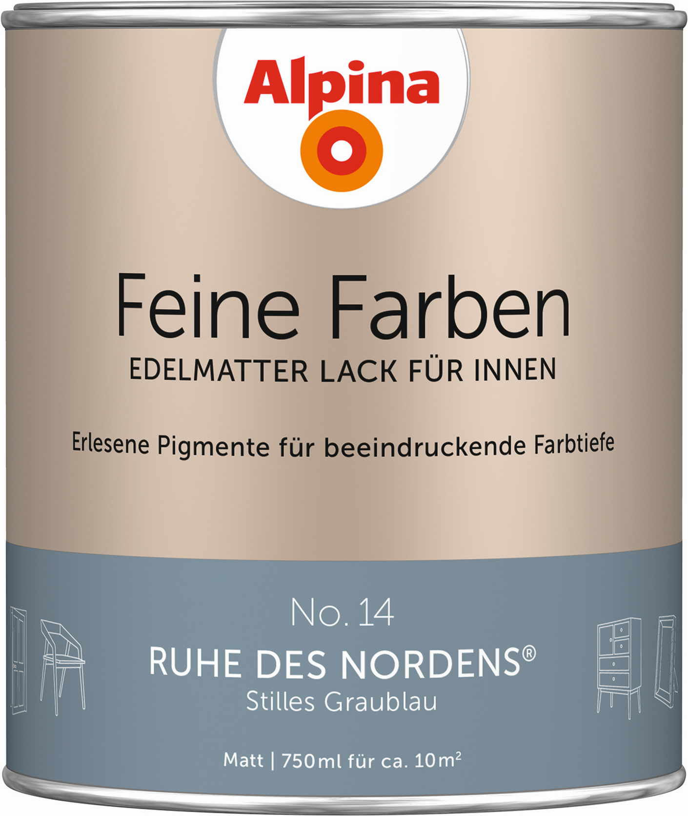 Thumbnail - Alpina Feine Farben 'Ruhe des Nordens' graublau matt 750 ml