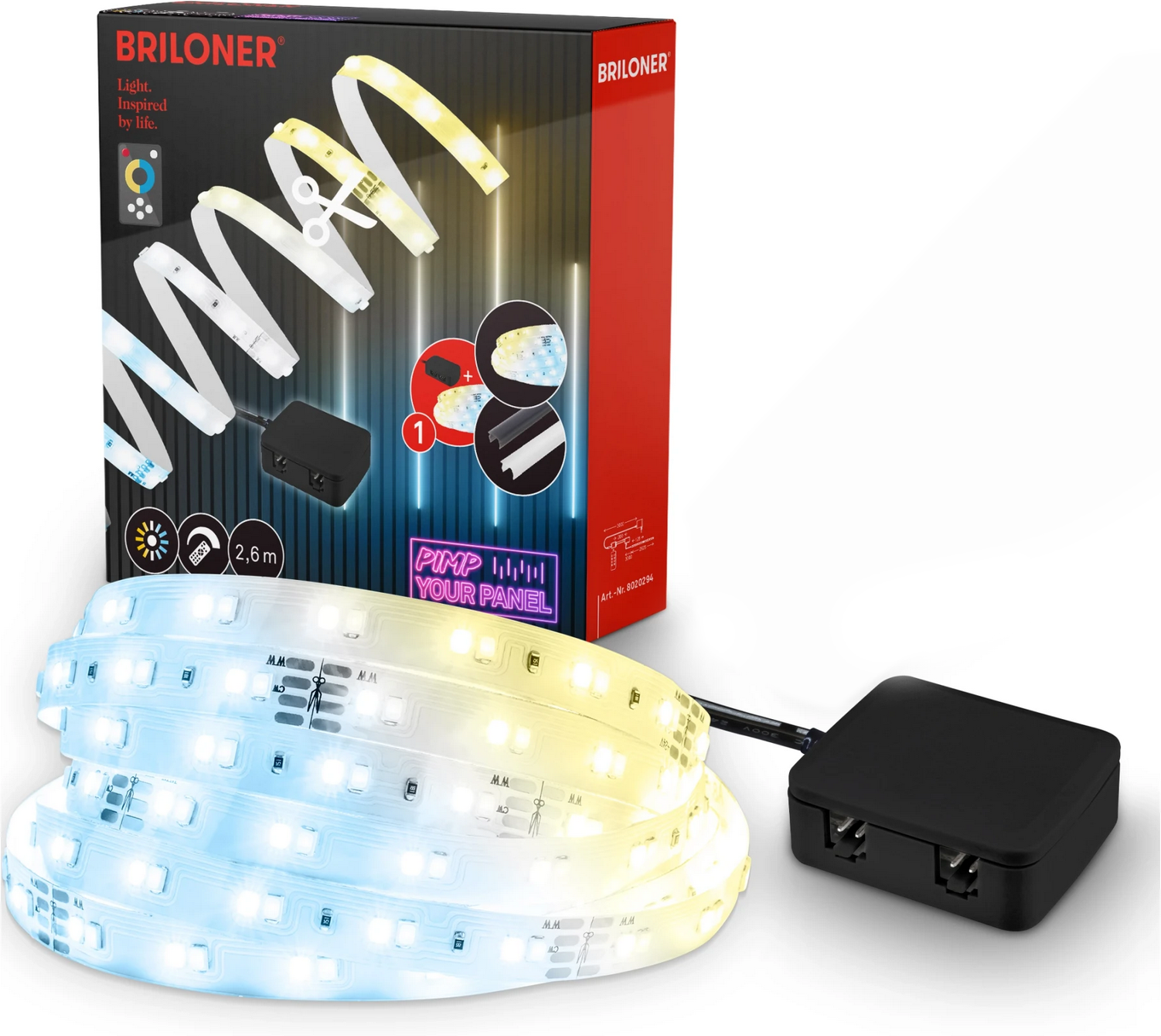 Thumbnail - Briloner LED Stripe Starter-Set 'Pimp your Panel' CCT 500 lm 3000 K einstellbares weiß 2,6 m 230V mit Fernbedienung geei...