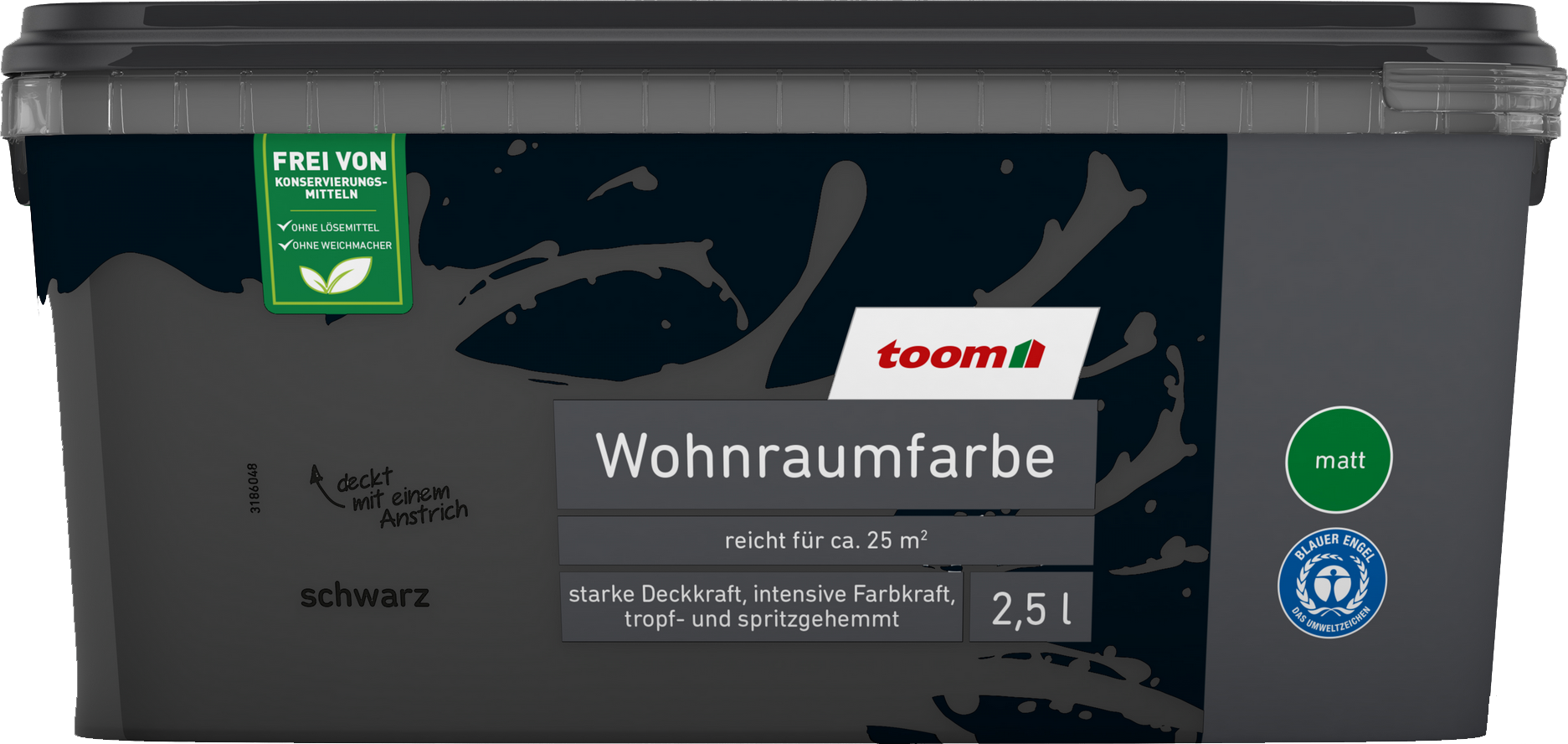 toom Wohnraumfarbe schwarz matt 2,5 l
