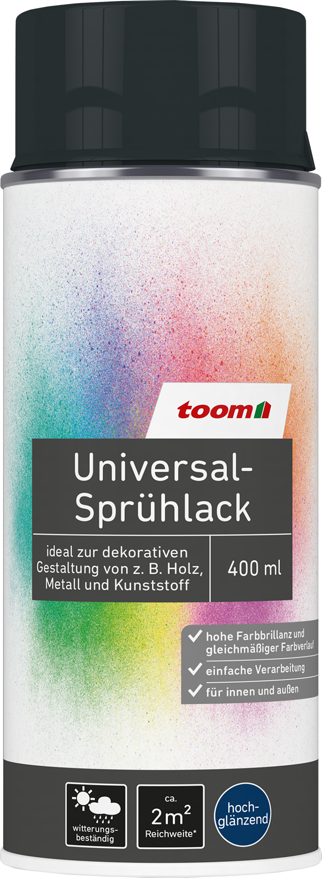 toom Universal-Sprühlack 'Mitternacht' tiefschwarz glänzend 400 ml