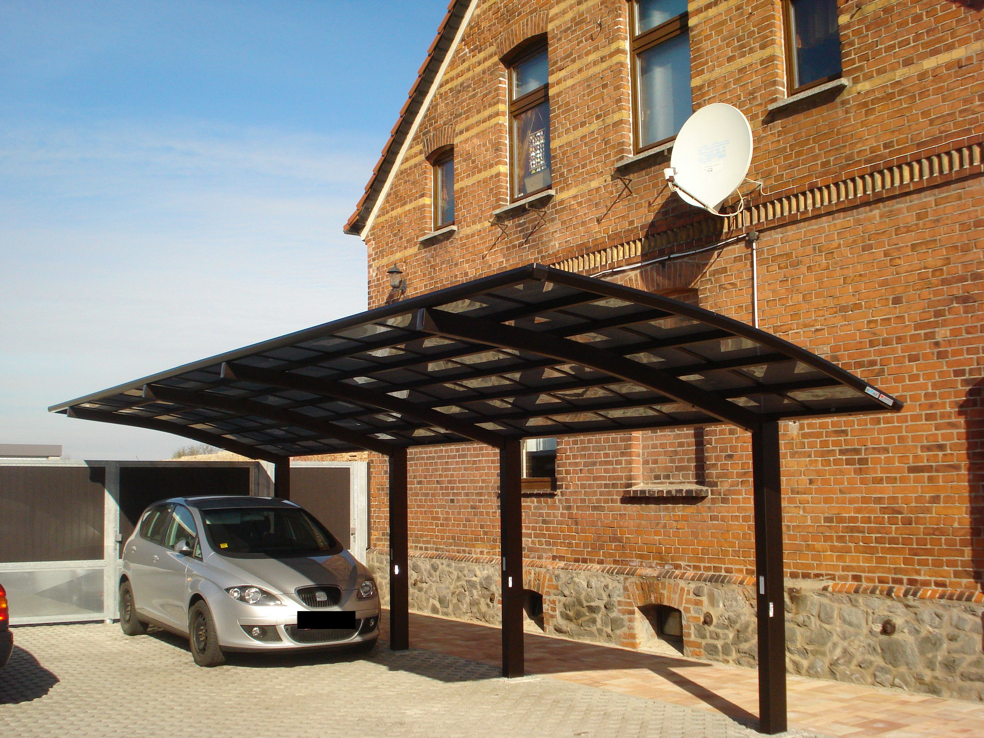 Ximax Doppelcarport 'Portoforte Typ 80 Tandem' Aluminium mattbraun 270 x 983 x 298 cm