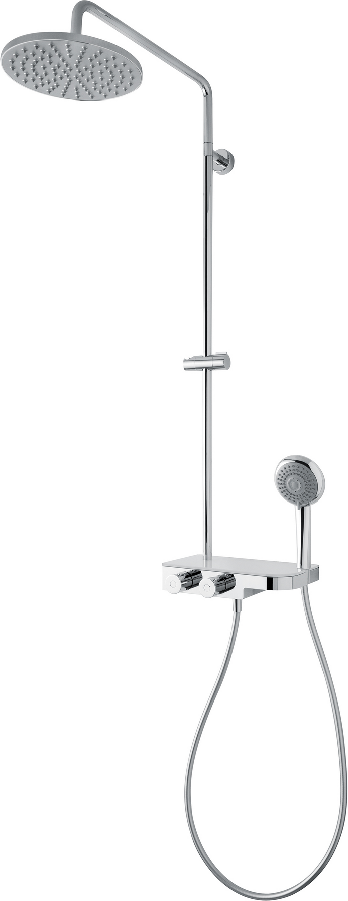 Breuer Duschsystem 'Aquamaxx 340' hochglanz verchromt runde Kopfbrause, mit Glasablage