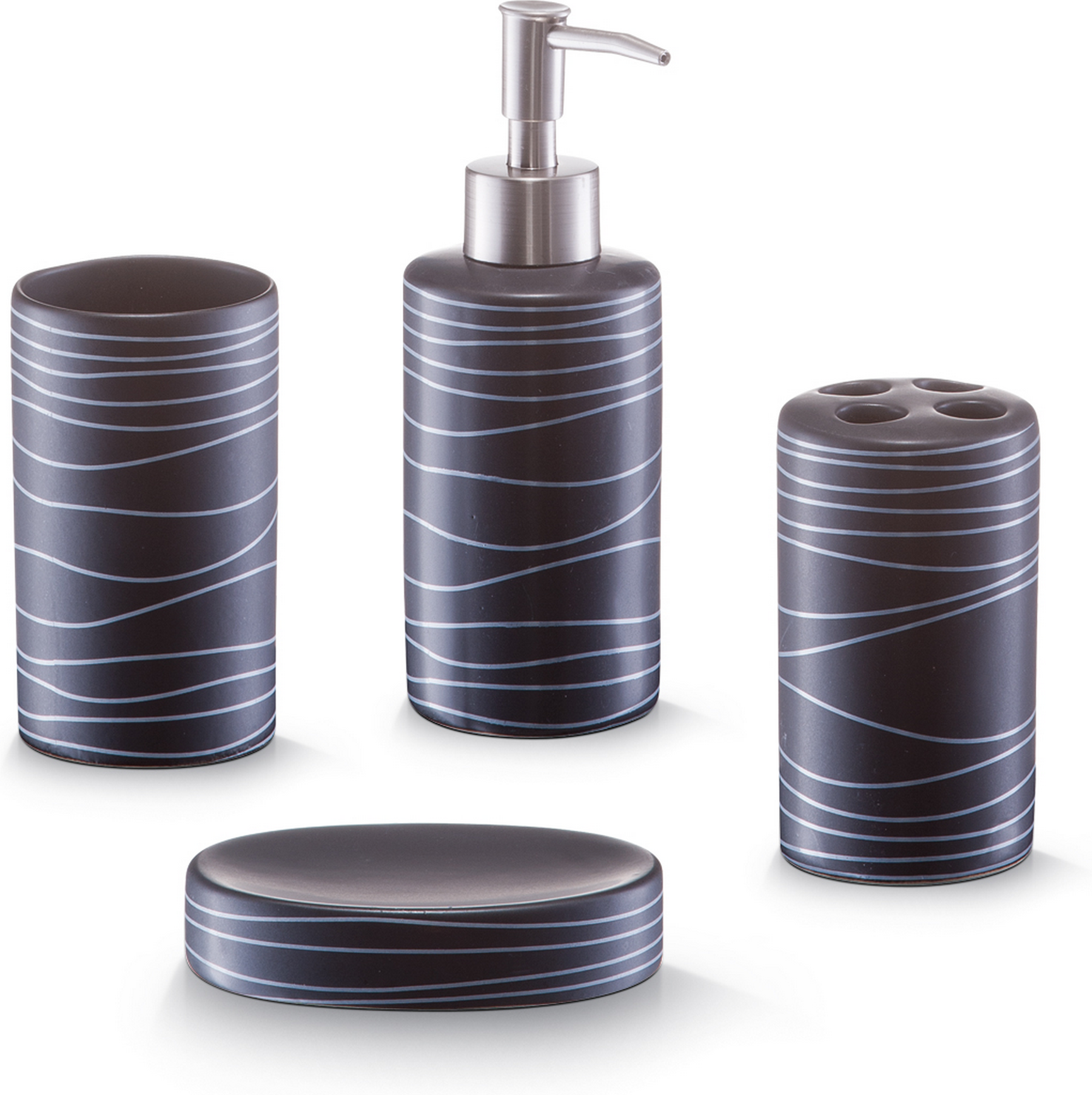 Thumbnail - Zeller Badaccessoires-Set Keramik schwarz 4-teilig