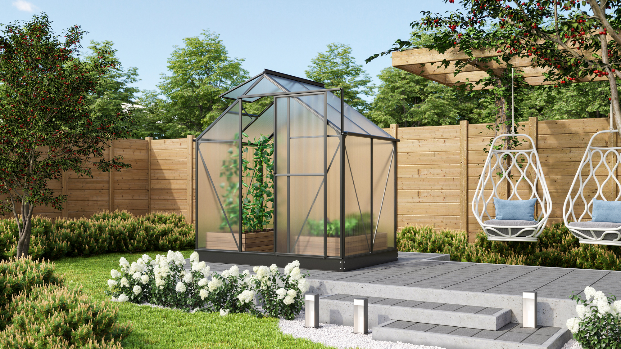 Vitavia Gewächshaus 'Triton 2500' 190,4 x 128,9 cm mit 4 mm Hohlkammerplatten aluminiumfarben