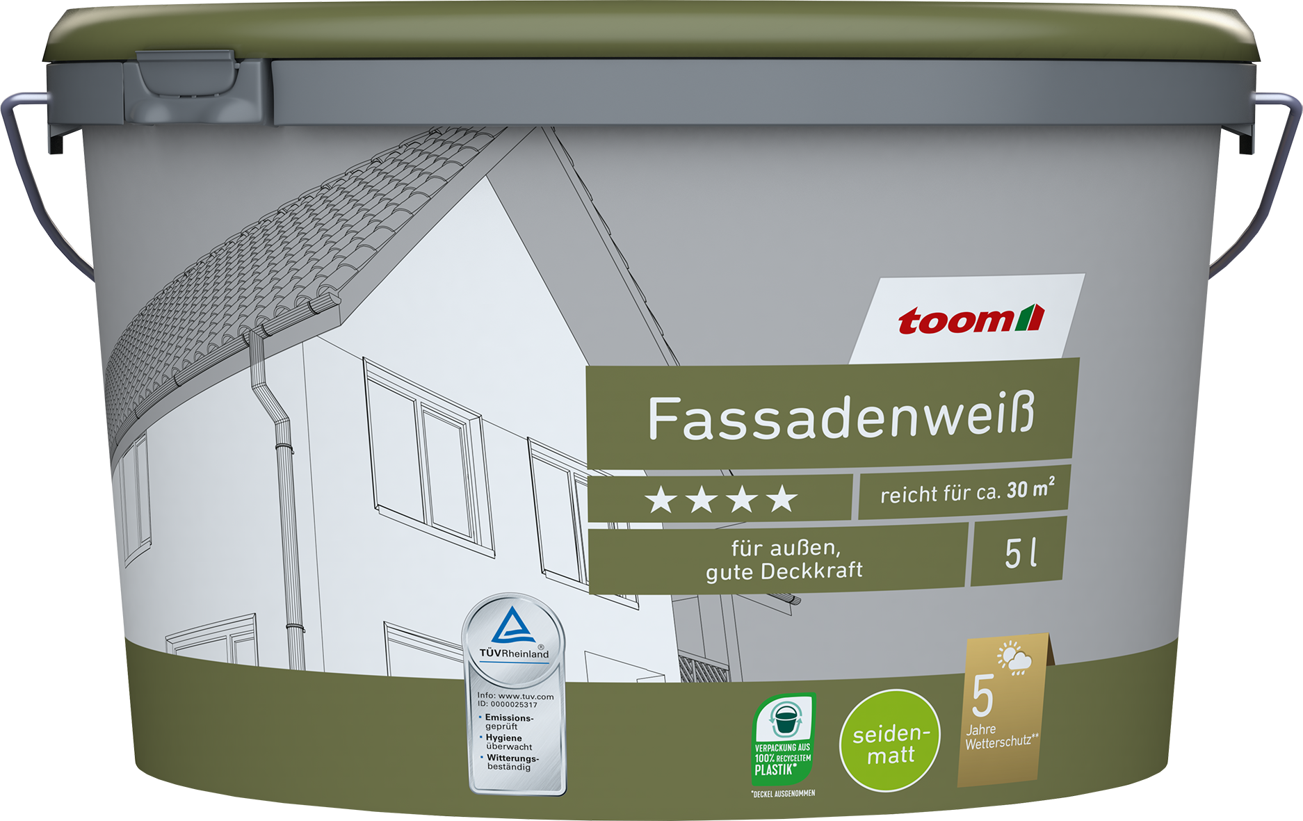 toom Fassadenweiß seidenmatt 5 l