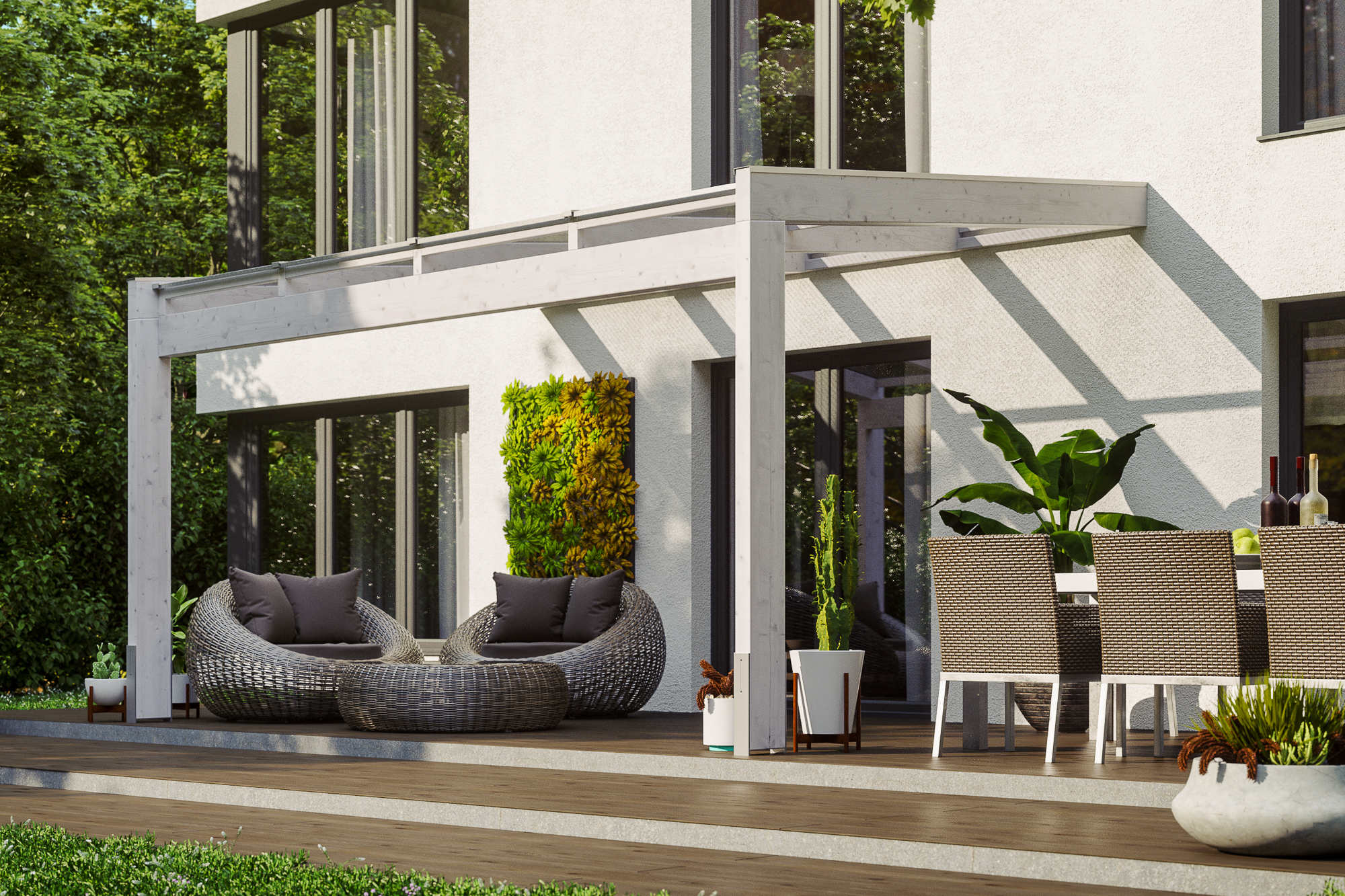 Thumbnail - SKAN HOLZ Terrassenüberdachung 'Novara' 450 x 309 cm Leimholz Doppelstegplatten weiß