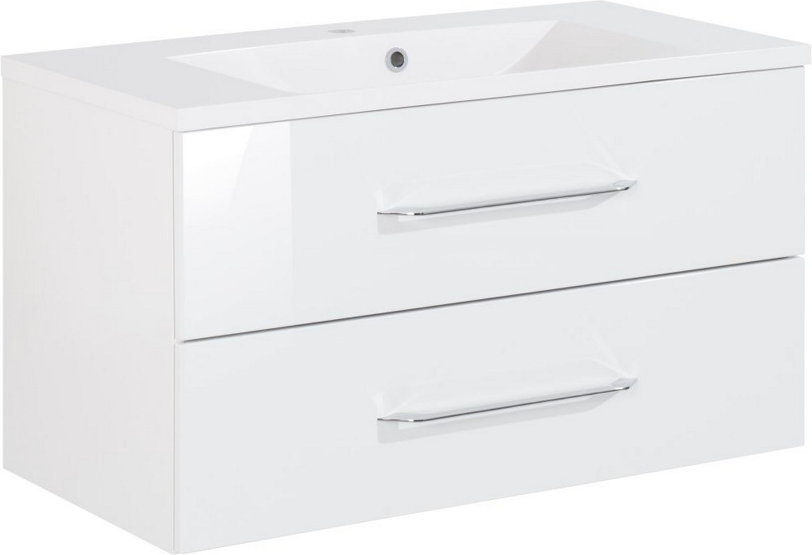 Fackelmann Waschbecken mit Unterschrank 'B.Clever' weiß glänzend 90 x 62,5 x 46 cm