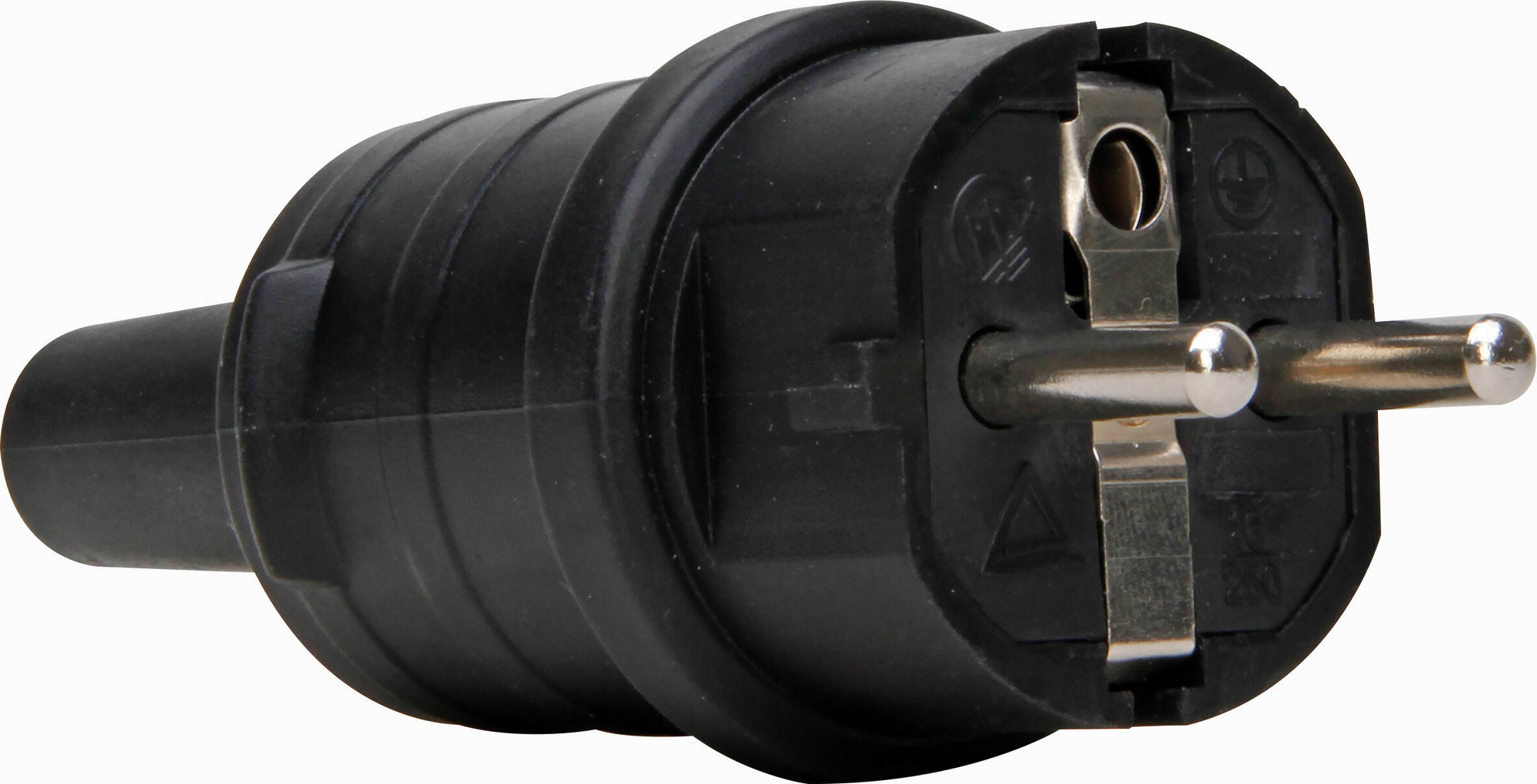 Kopp Schutzkontakt-Stecker Gummi schwarz 250 V 16 A, mit Knickschutz