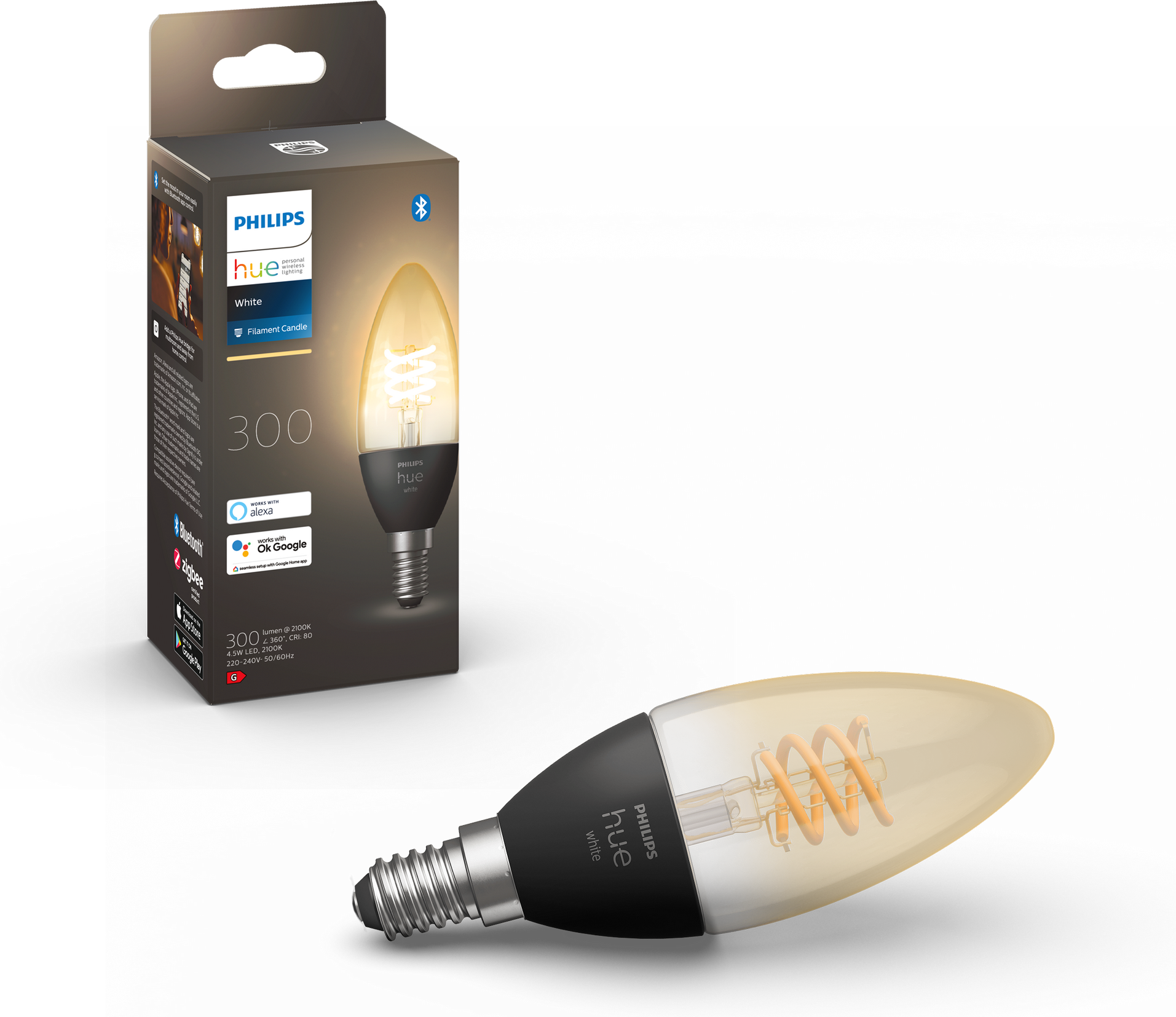 Philips LED-Filamentlampe 'Hue White' E14 4,5 W