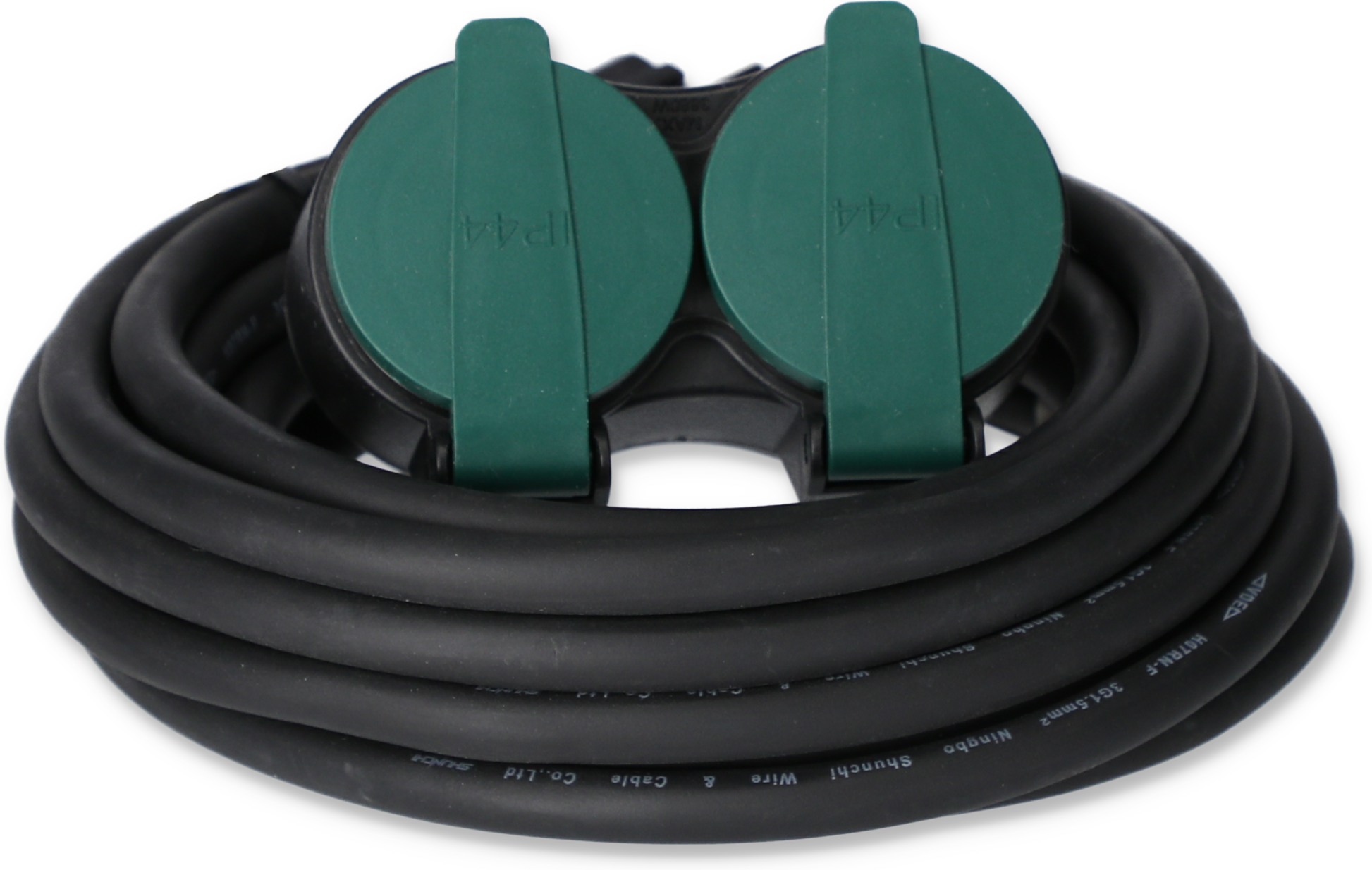 Außen-Verlängerungskabel schwarz 2-fach 5 m