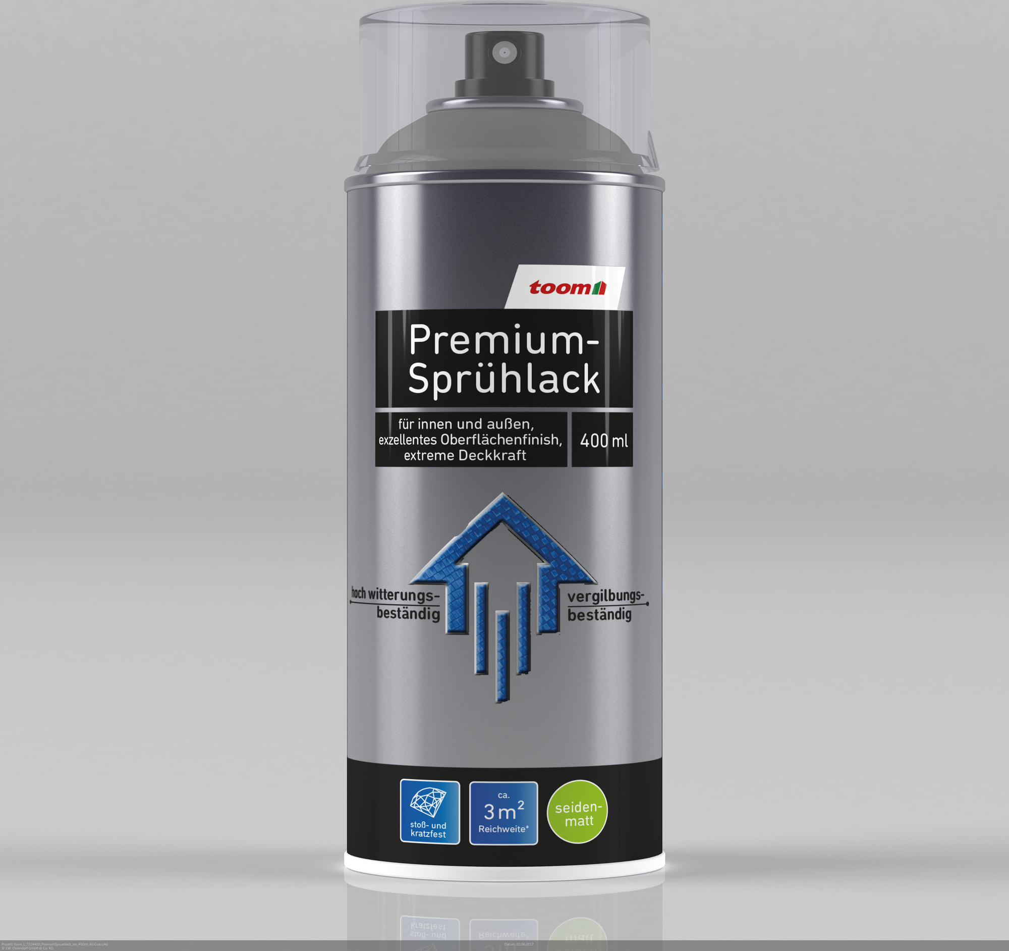 toom Premium-Sprühlack aluminiumfarben seidenmatt 400 ml